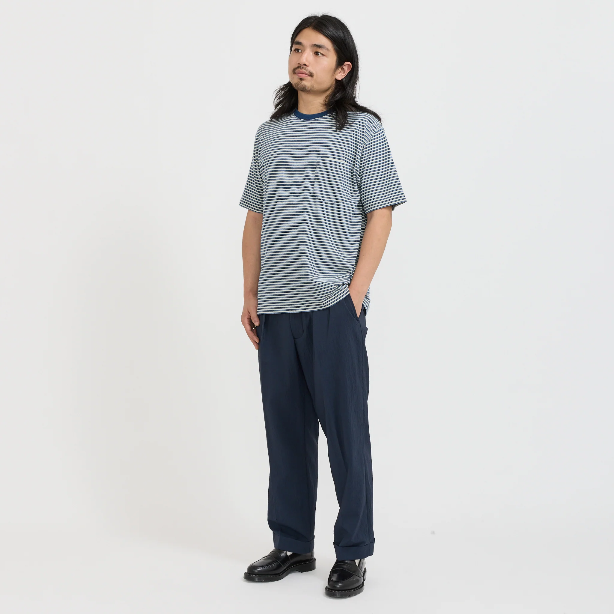 2 Pleats Anywhere Seersucker Navy - Image 2