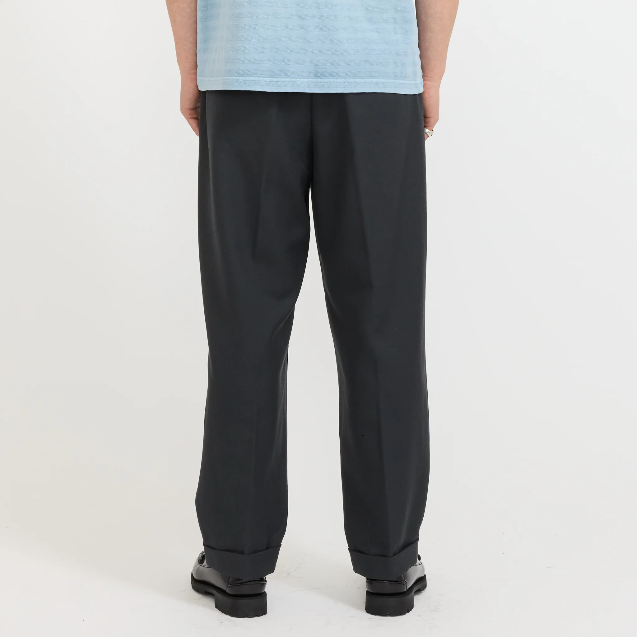 2 Pleats Relax Trousers Laundry Wool Charcoal - Image 4
