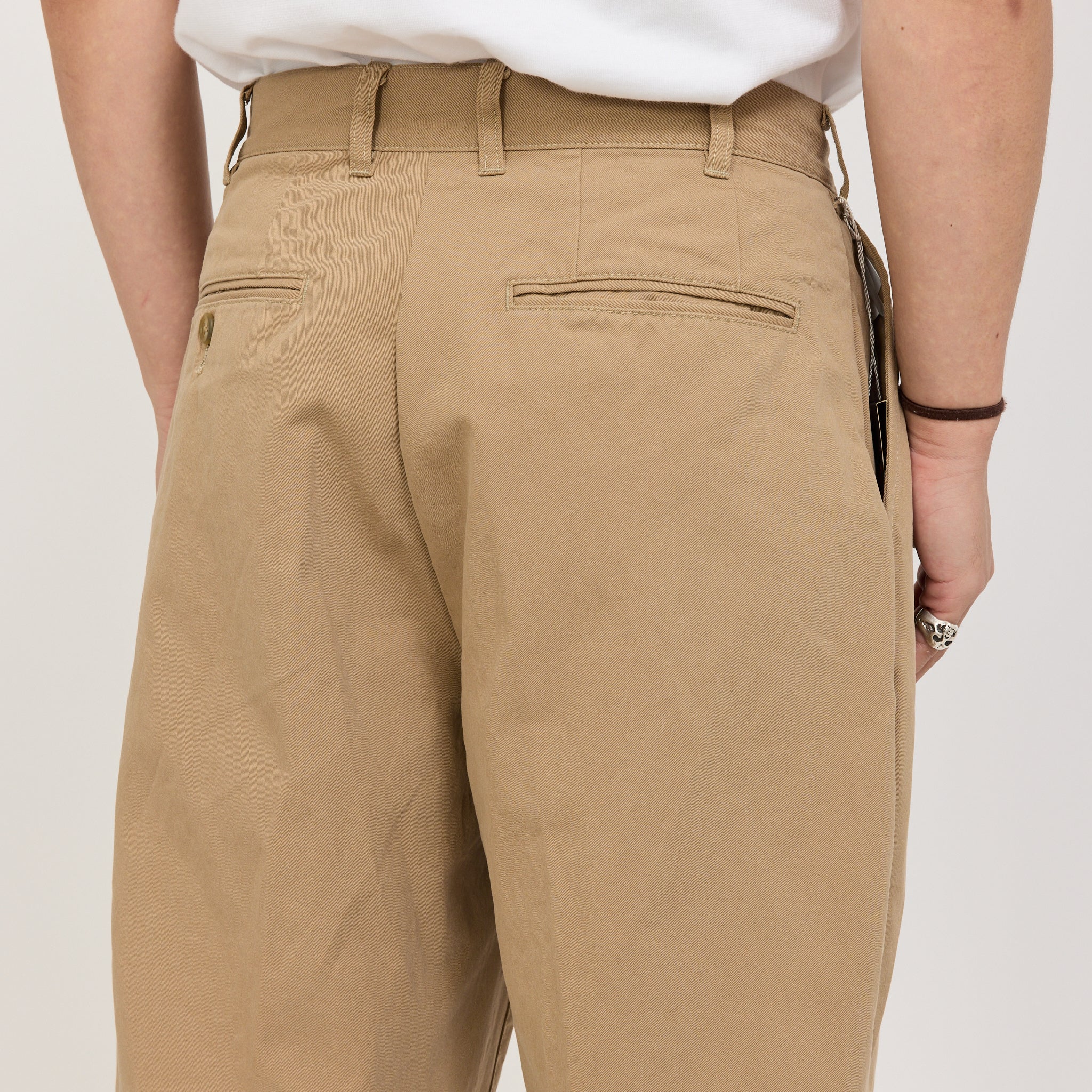 2 Pleats Trousers Twill Khaki - Image 4