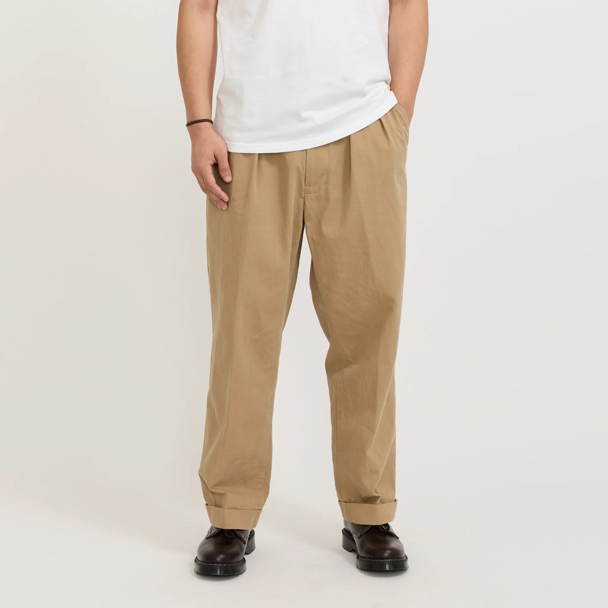2 Pleats Trousers Twill Khaki - Image 6