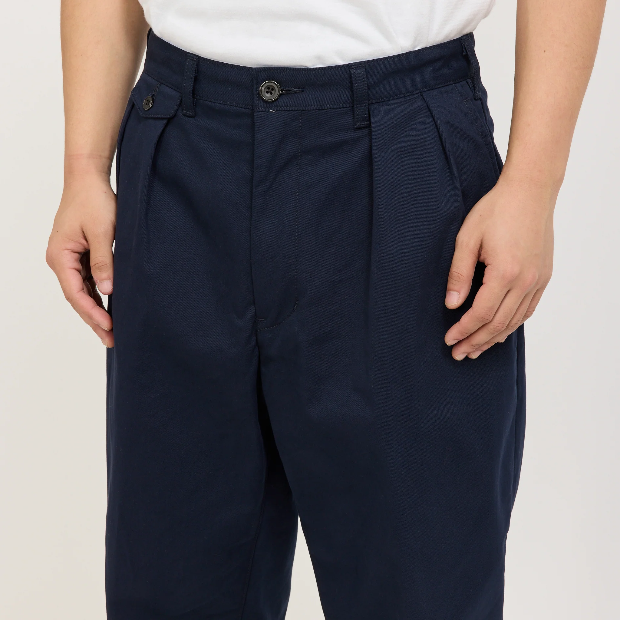 2 Pleats Twill Pant Navy - Image 5