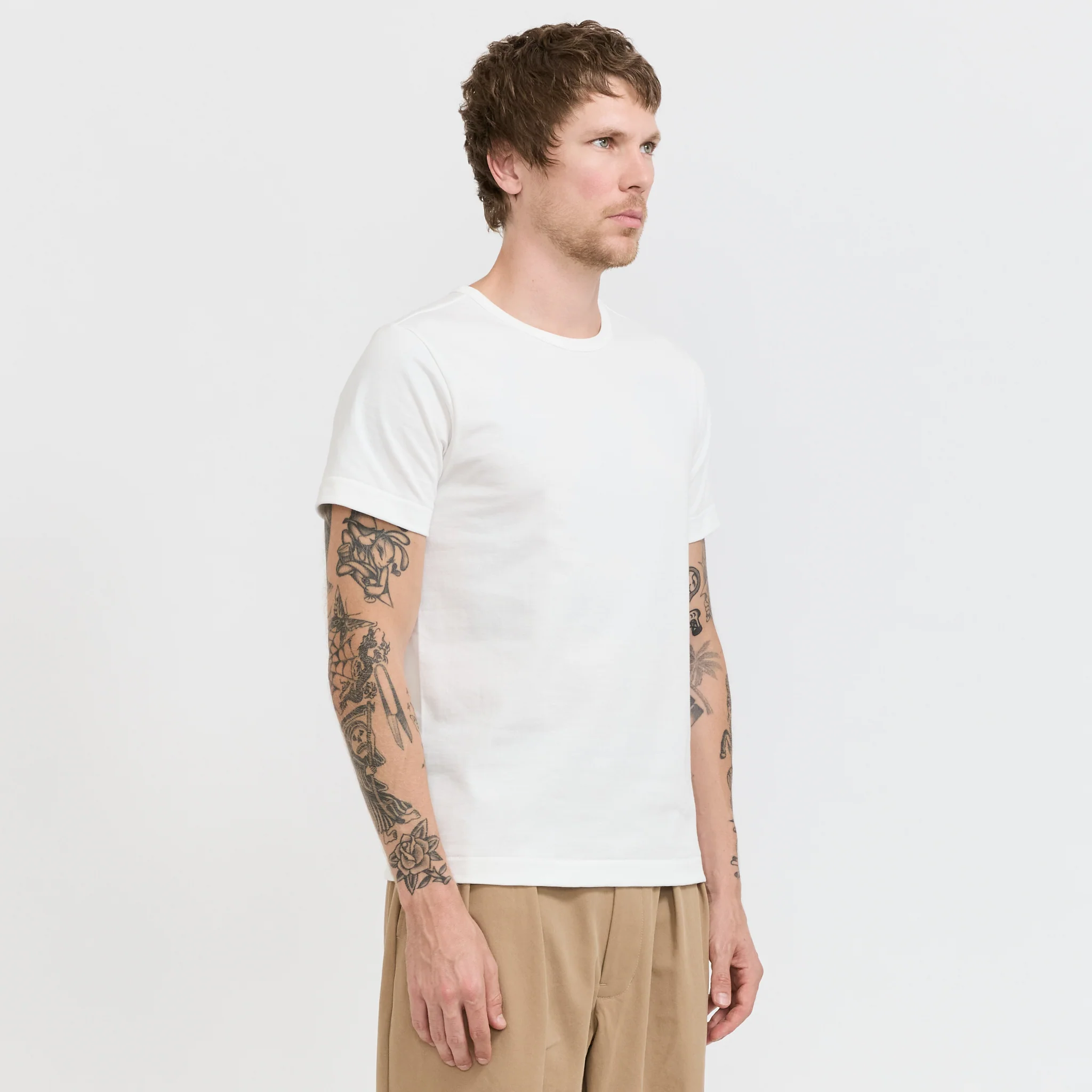 215 Loopwheeled Classic Fit T-Shirt White - Image 3