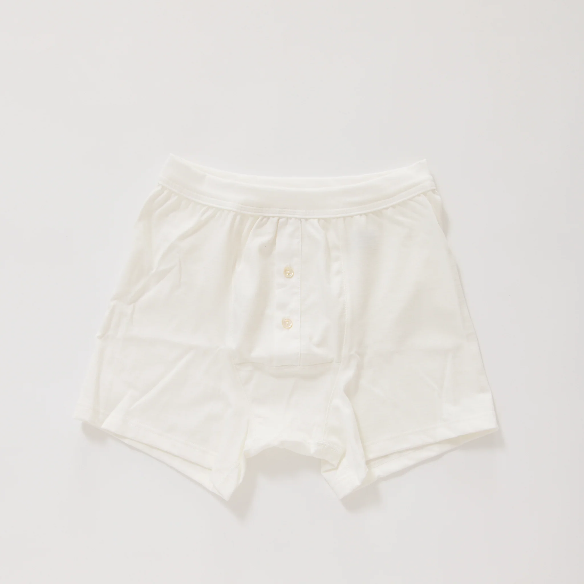 255 Loopwheeled Midweight Button Fly Boxer White