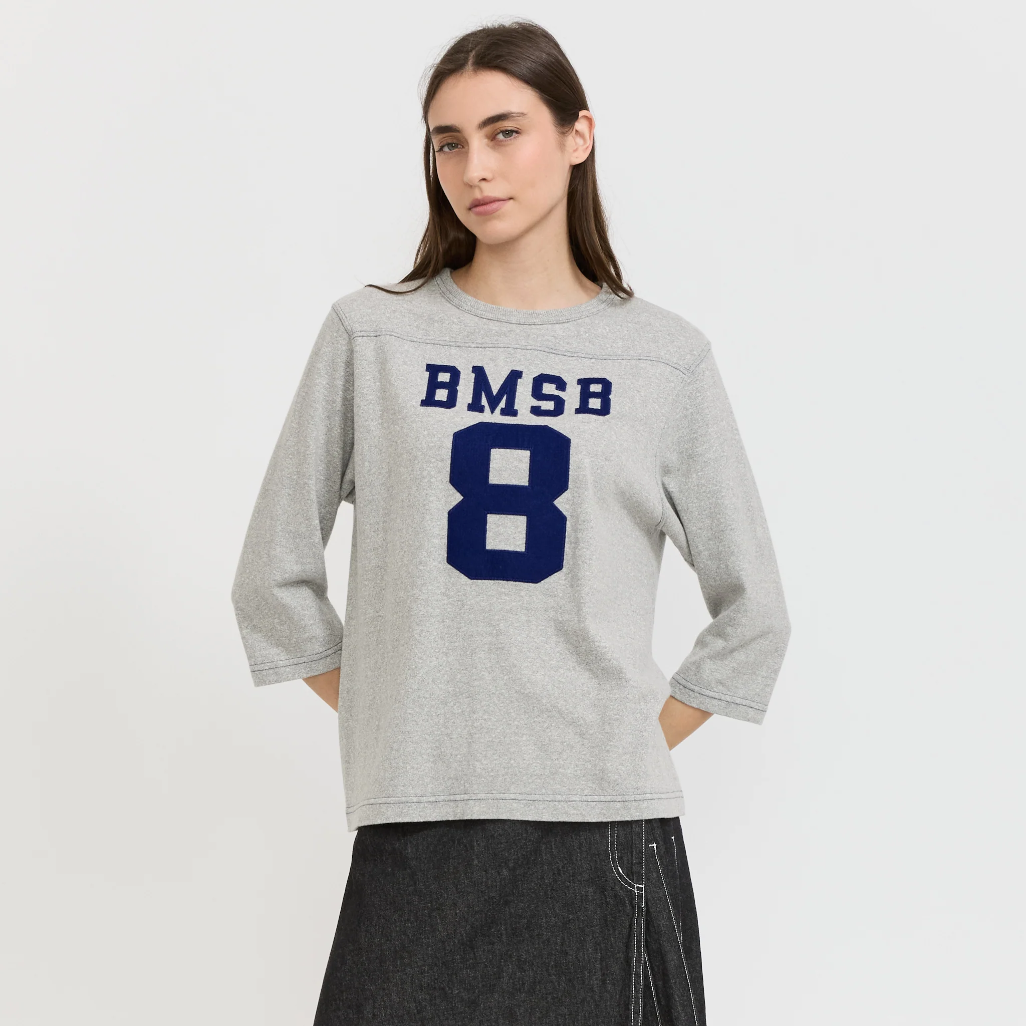 3/4 Sleeve Football Tee Grey