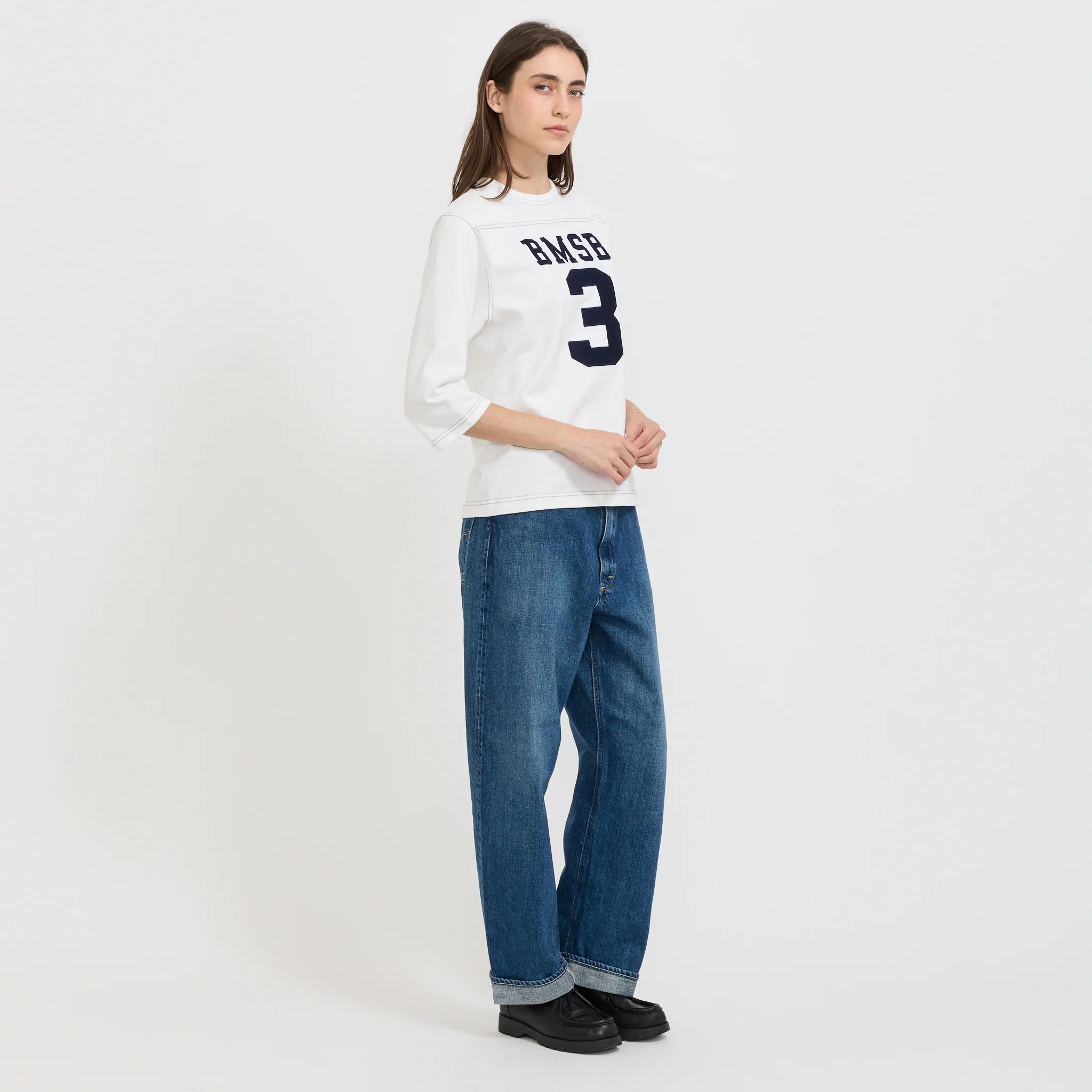 3/4 Sleeve Football Tee White - Image 2