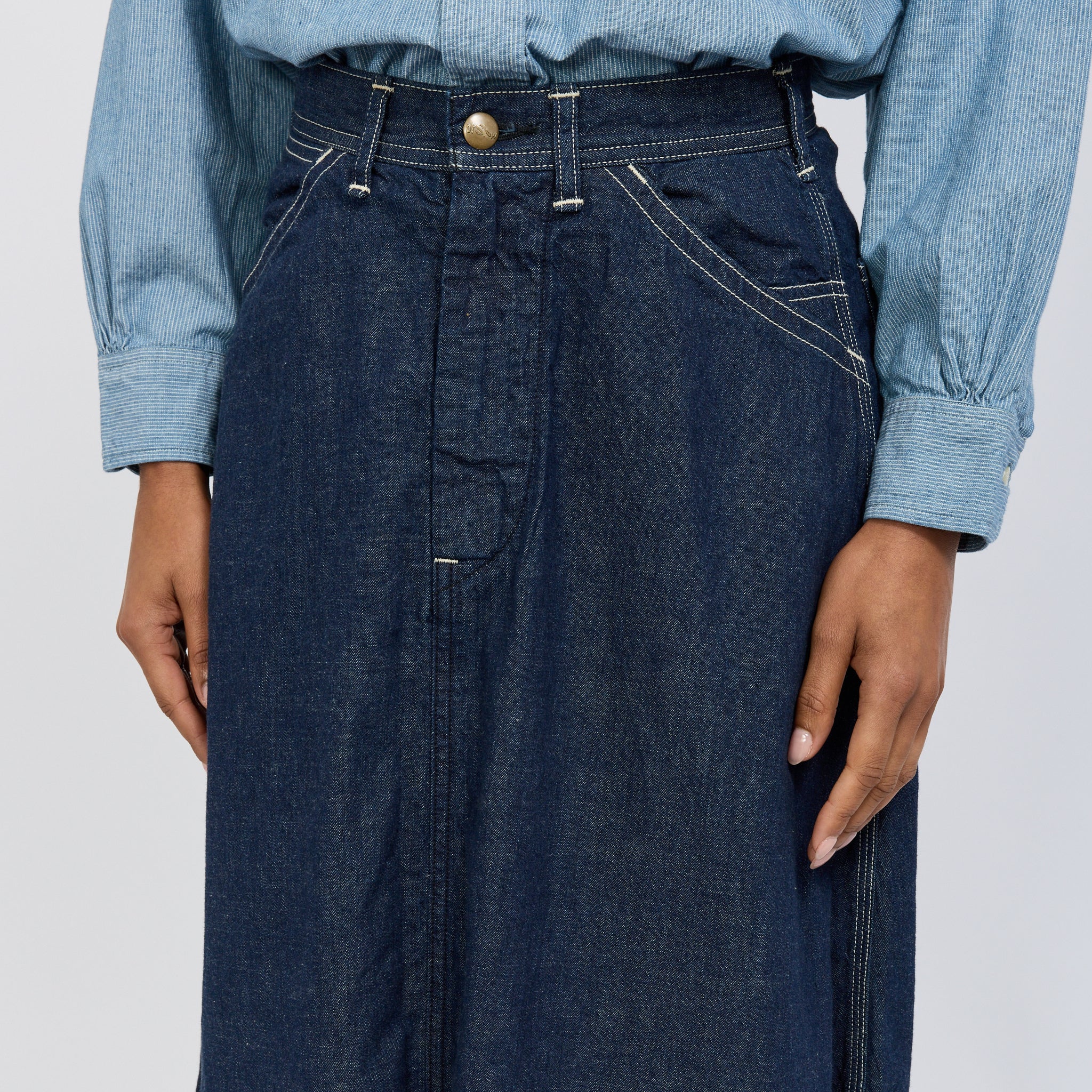 30's Painter Long Denim Skirt One Wash - Image 6