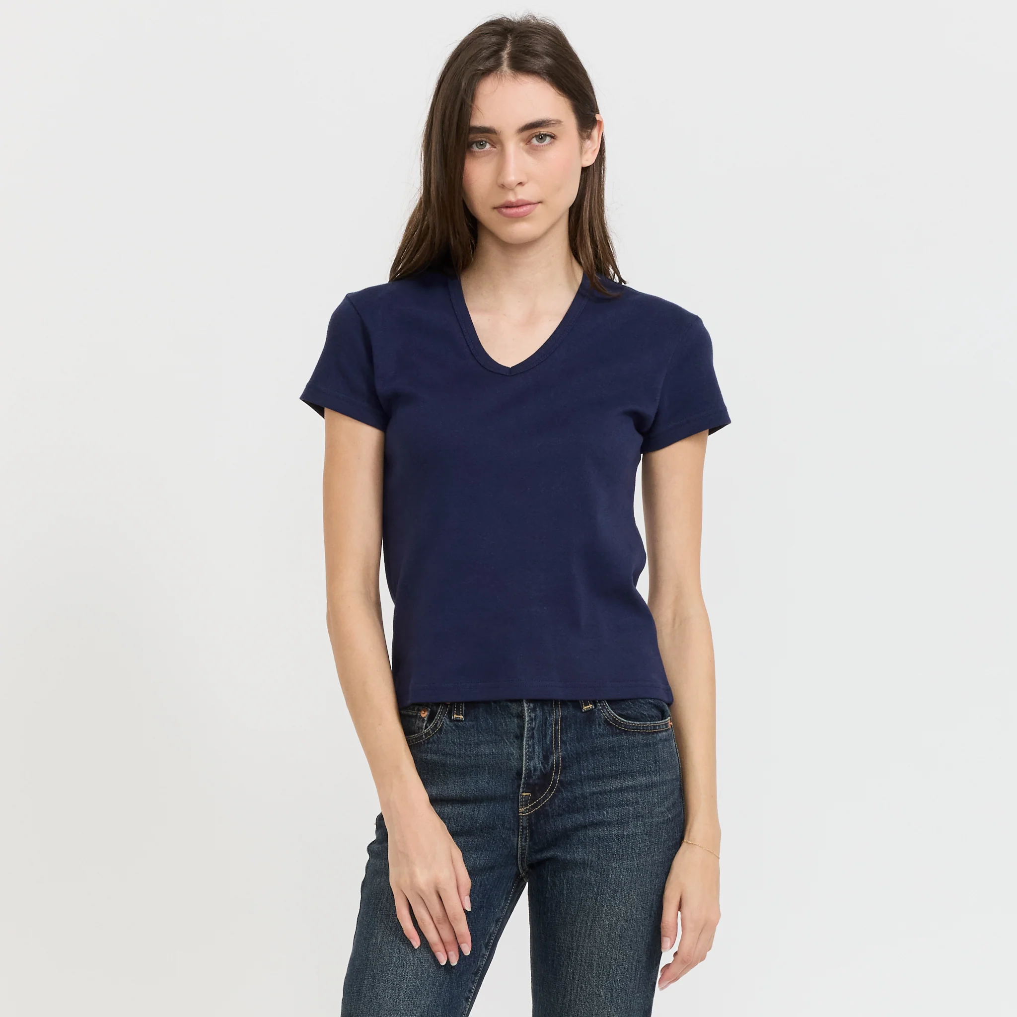 90s V-Neck T-Shirt Navy