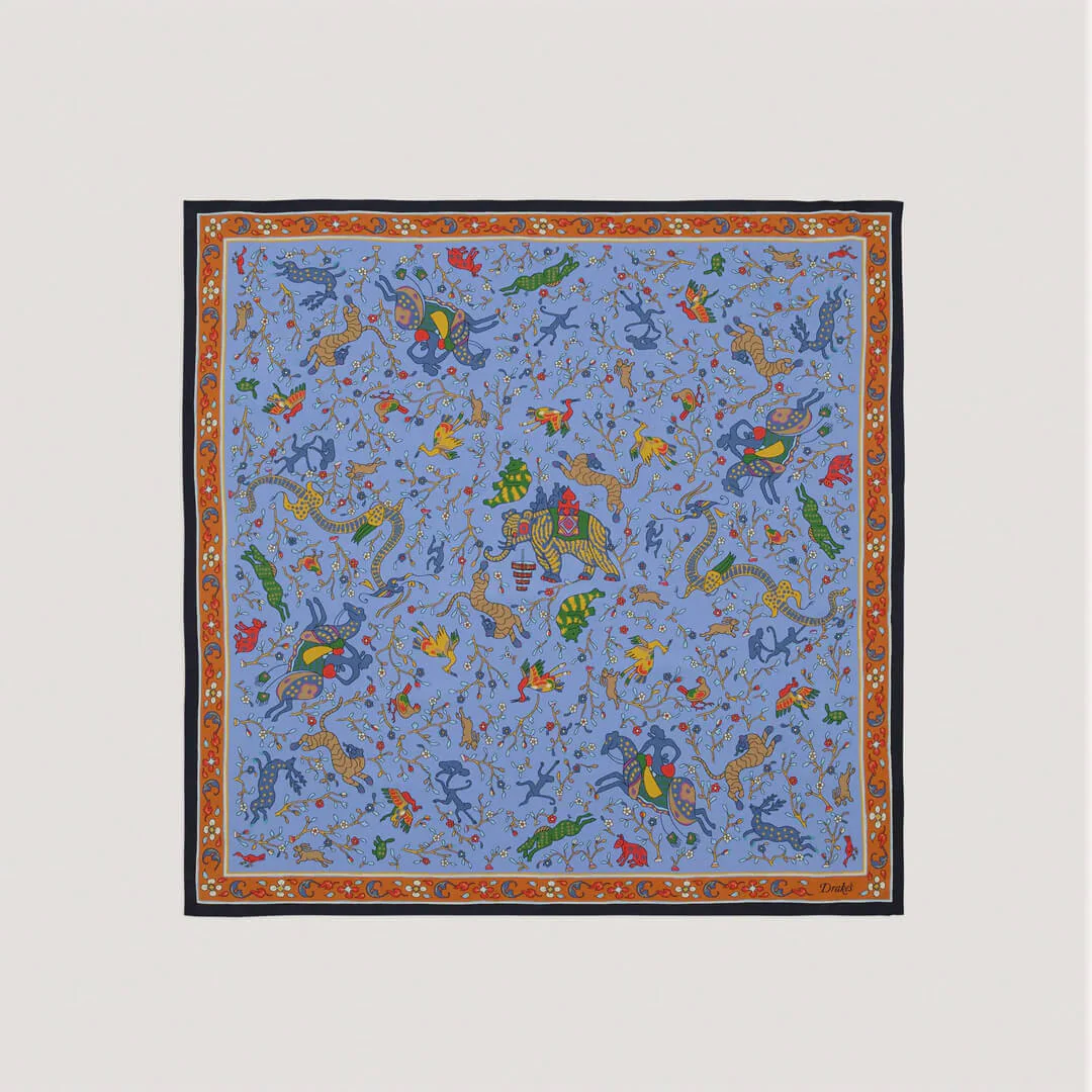 Animals and Flowers Print Bandana Blue
