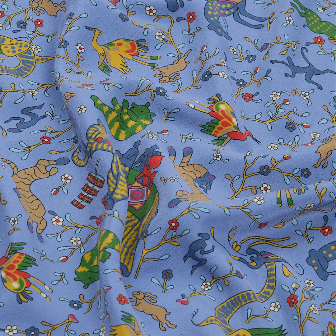 Animals and Flowers Print Bandana Blue - Image 2