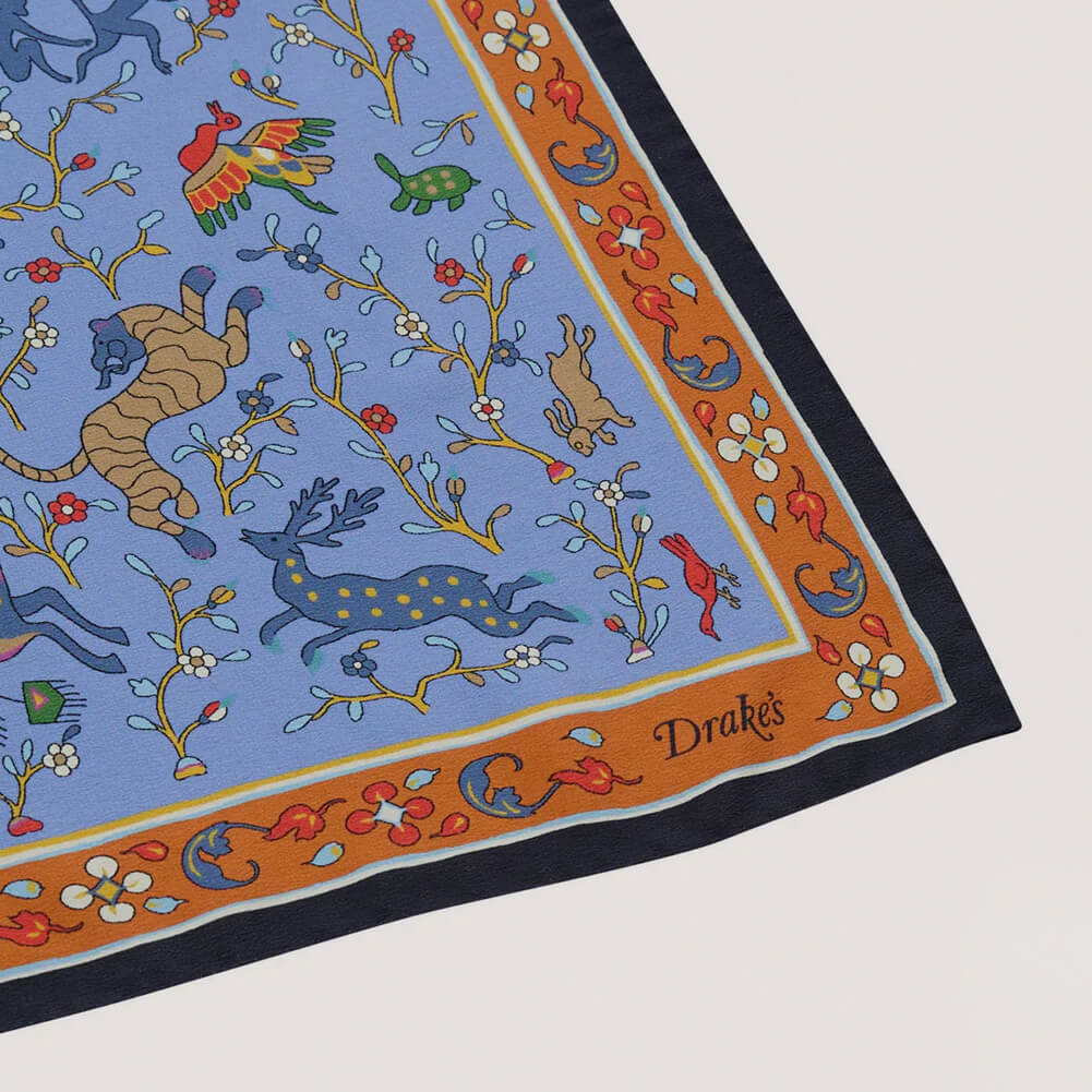 Animals and Flowers Print Bandana Blue - Image 3
