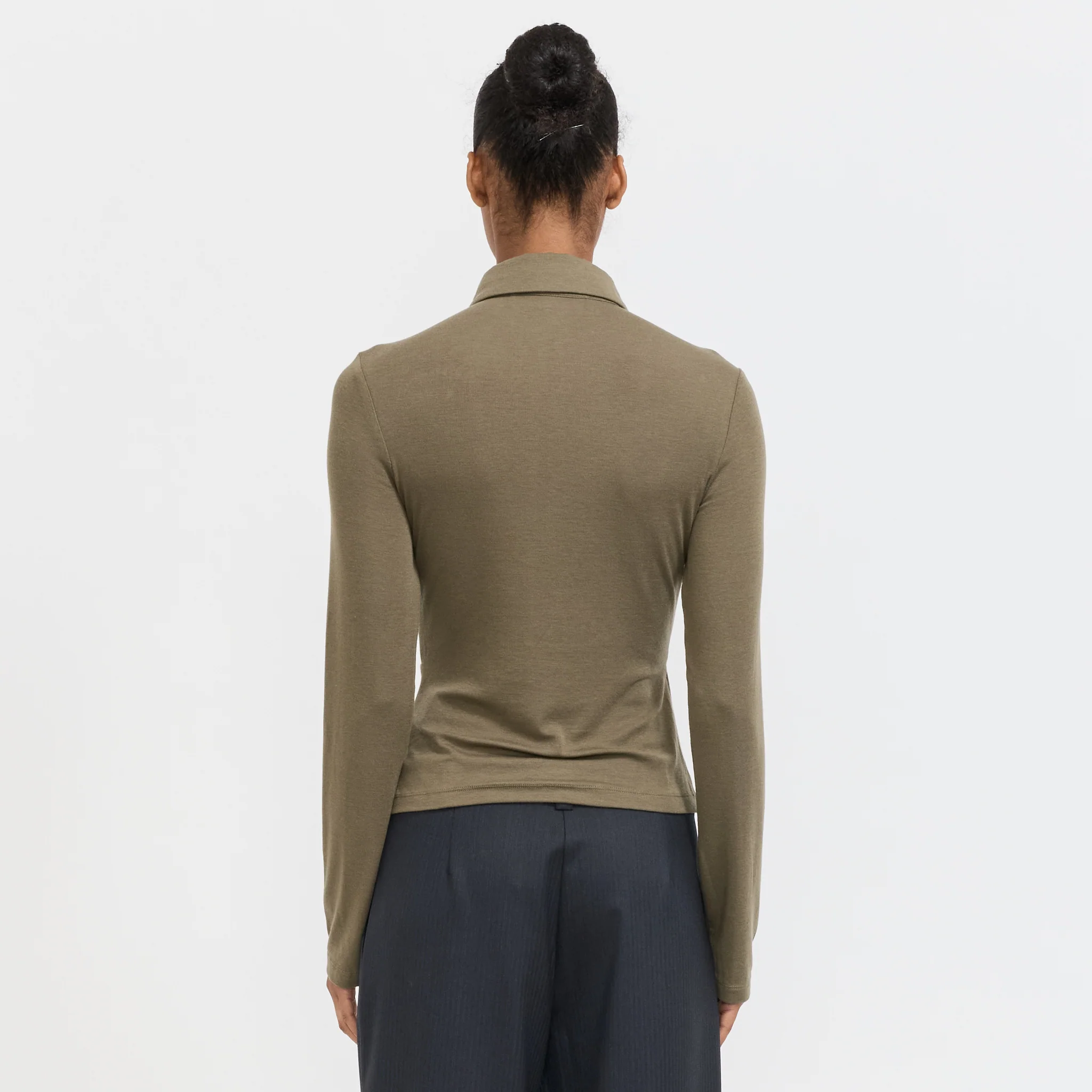 Annie Long Sleeve Top Dark Sage - Image 3