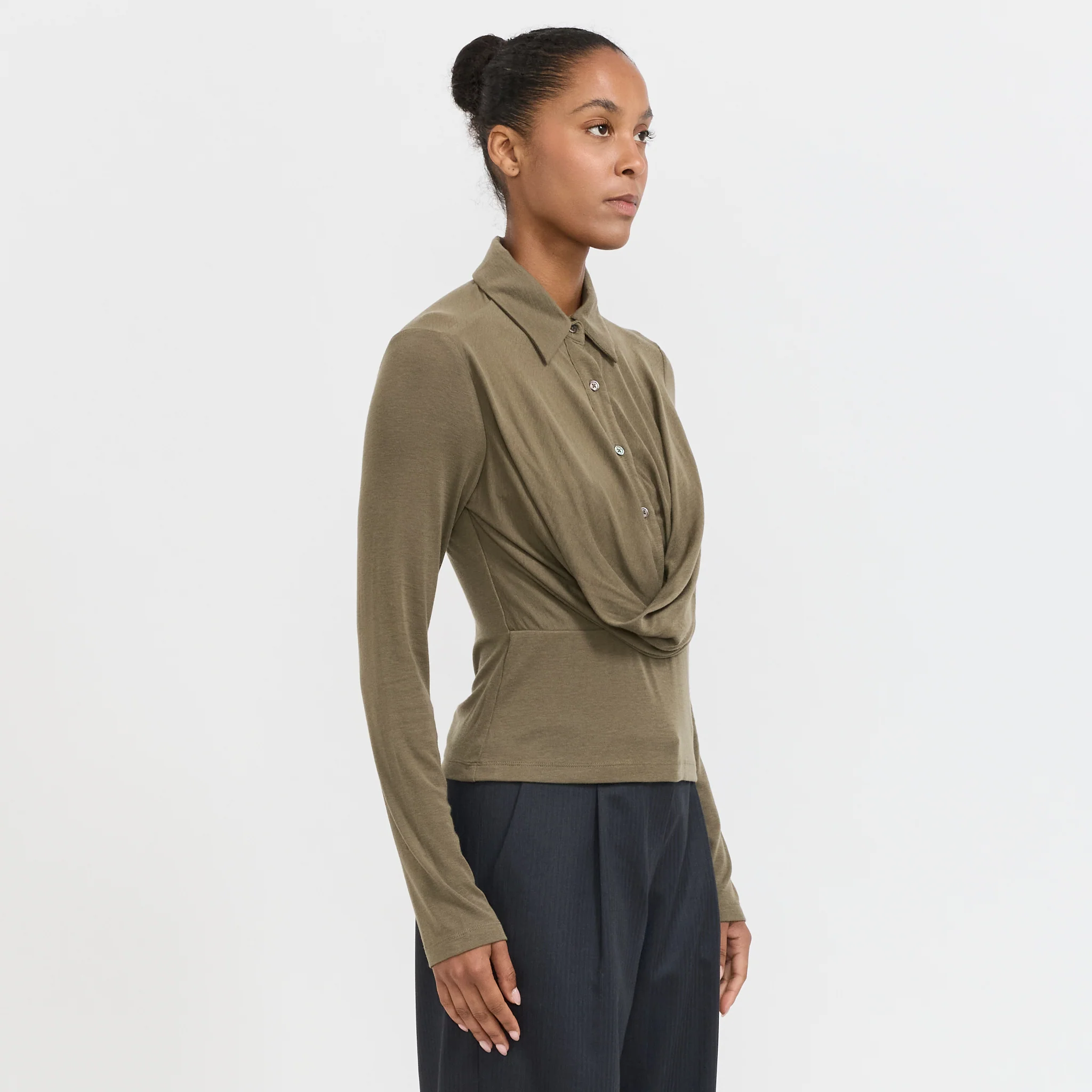 Annie Long Sleeve Top Dark Sage - Image 4