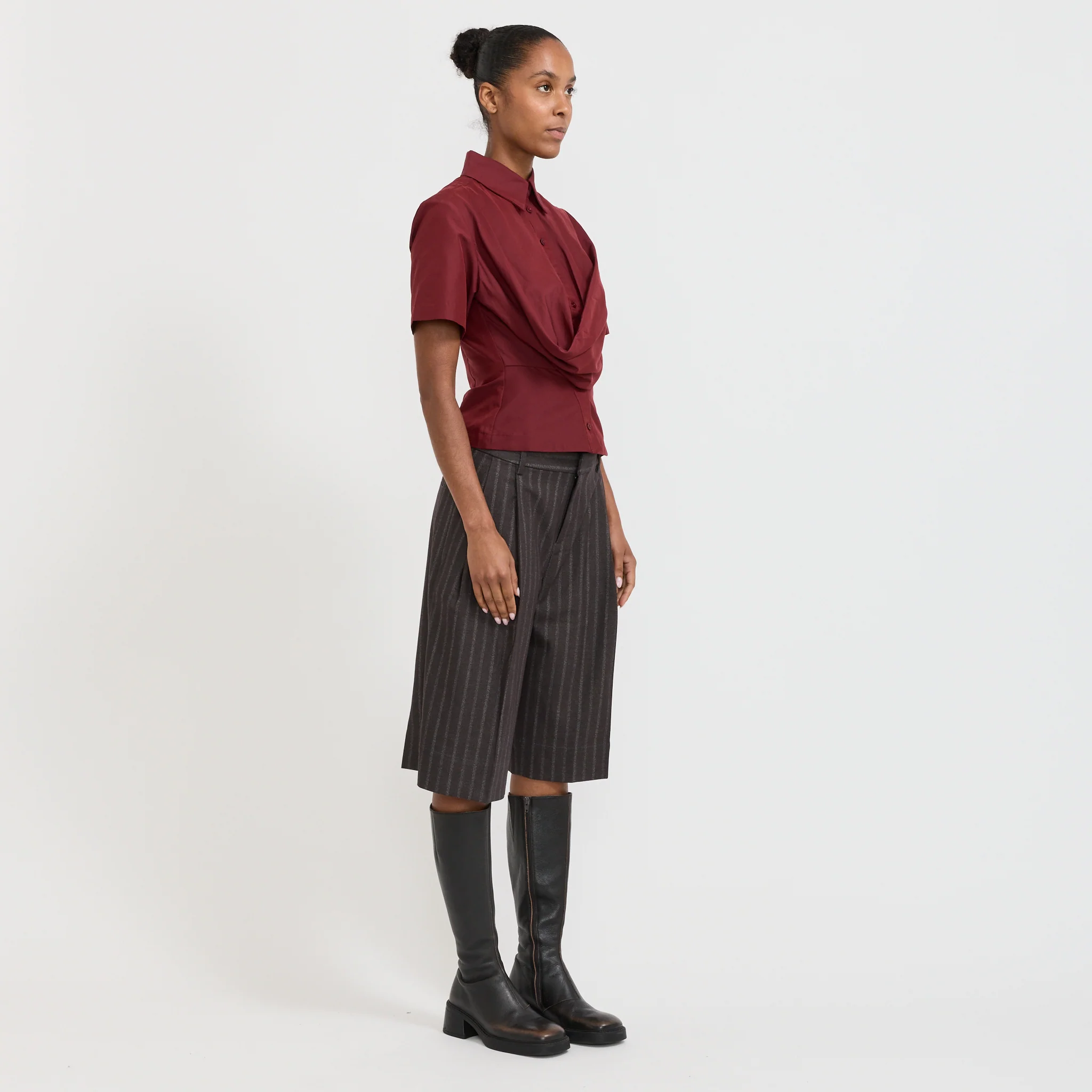 Annie Short Sleeve Shirt Dark Red - Image 2