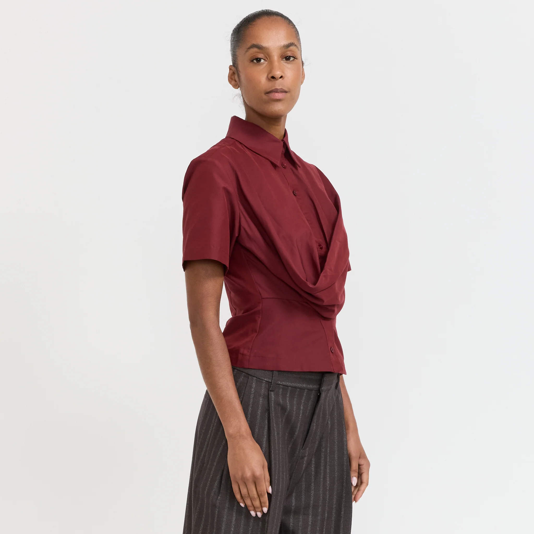 Annie Short Sleeve Shirt Dark Red - Image 3
