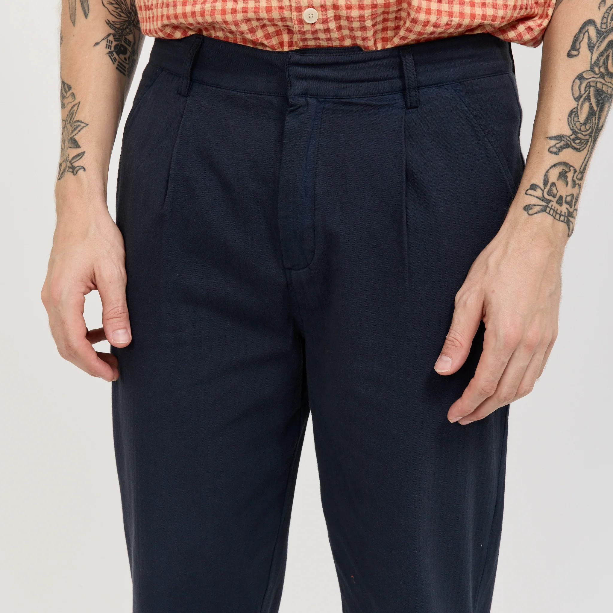 Assembly Suit Trouser Navy Herringbone - Image 5