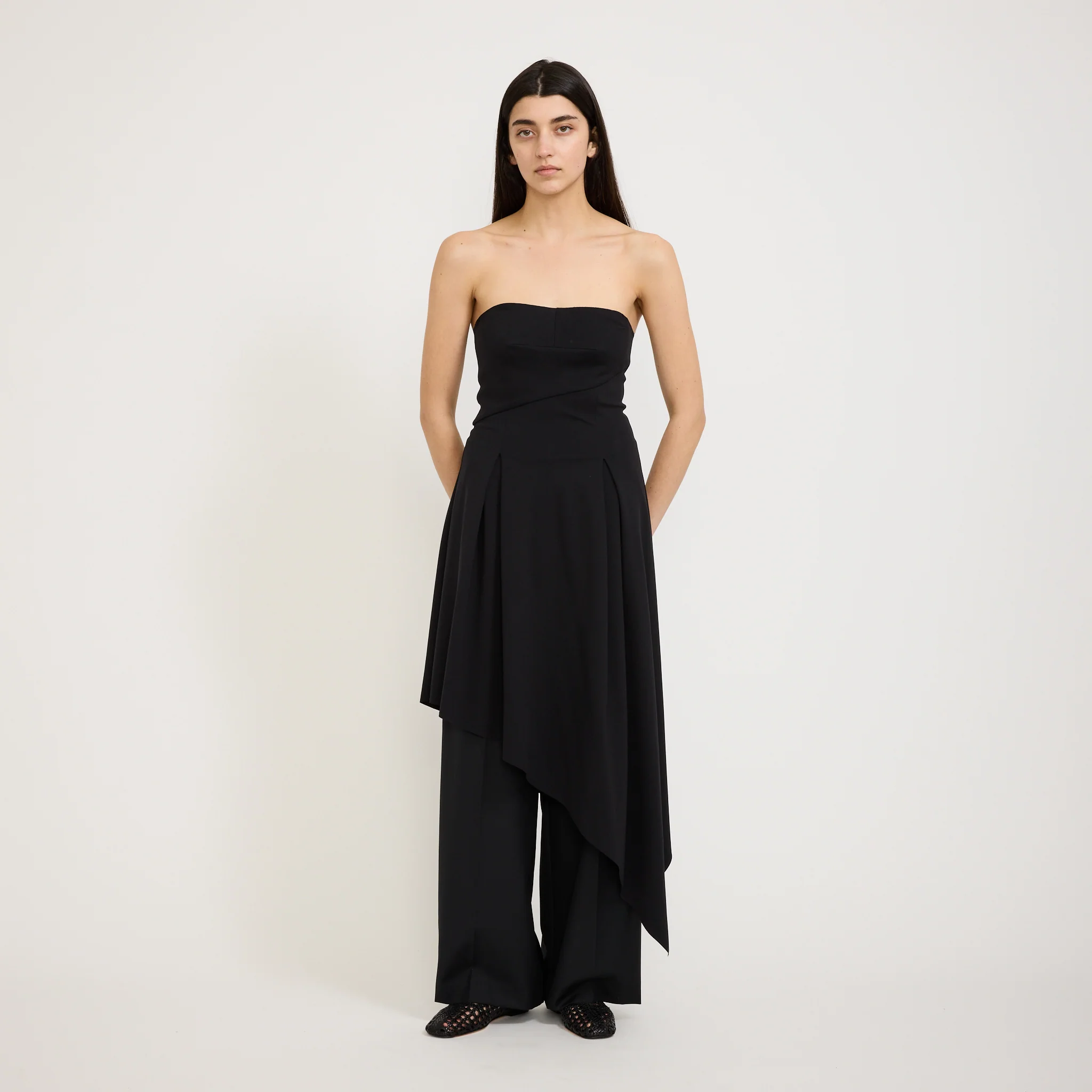 Asymmetric Strapless Dress Black