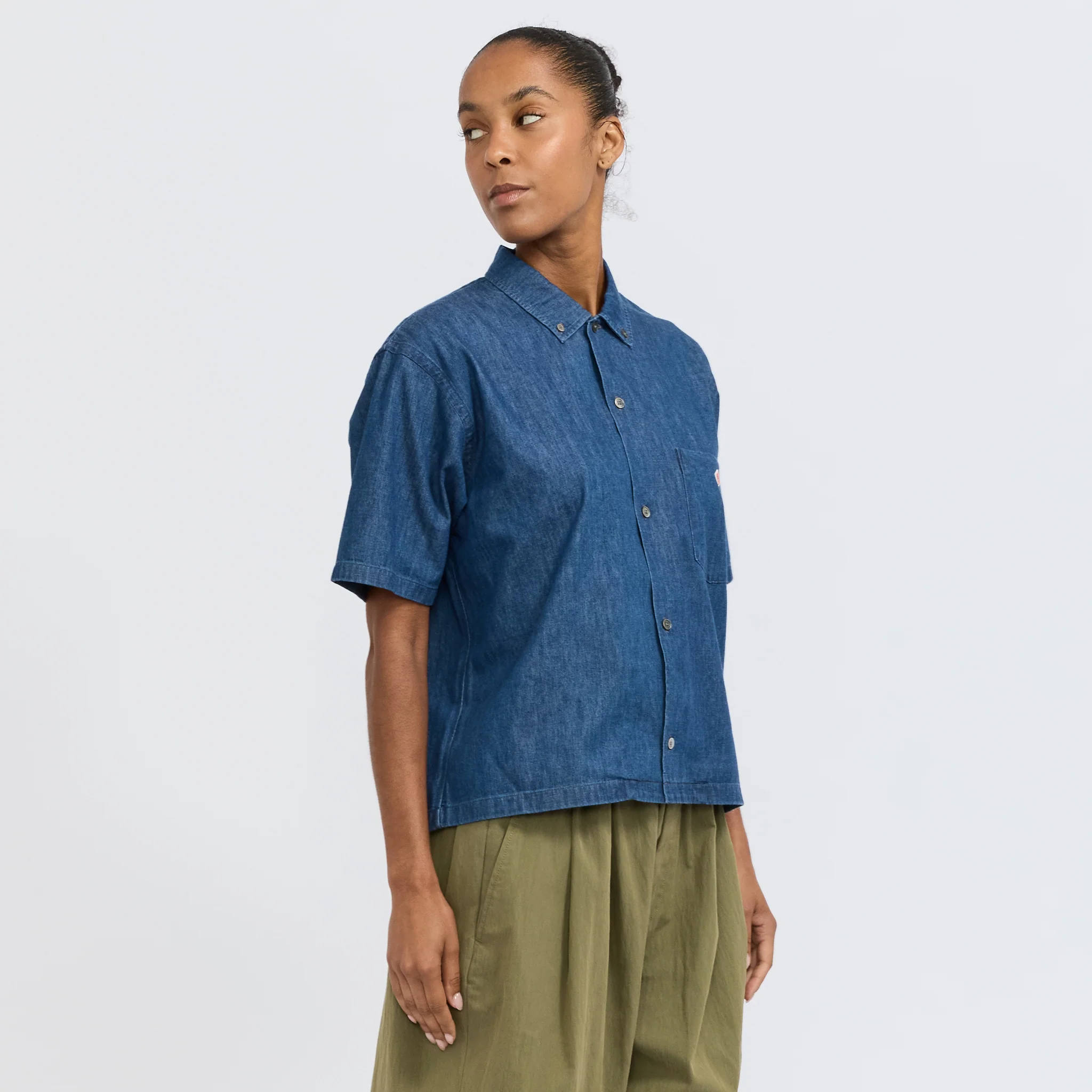 B.D. Button S/S Shirt Light Indigo - Image 3