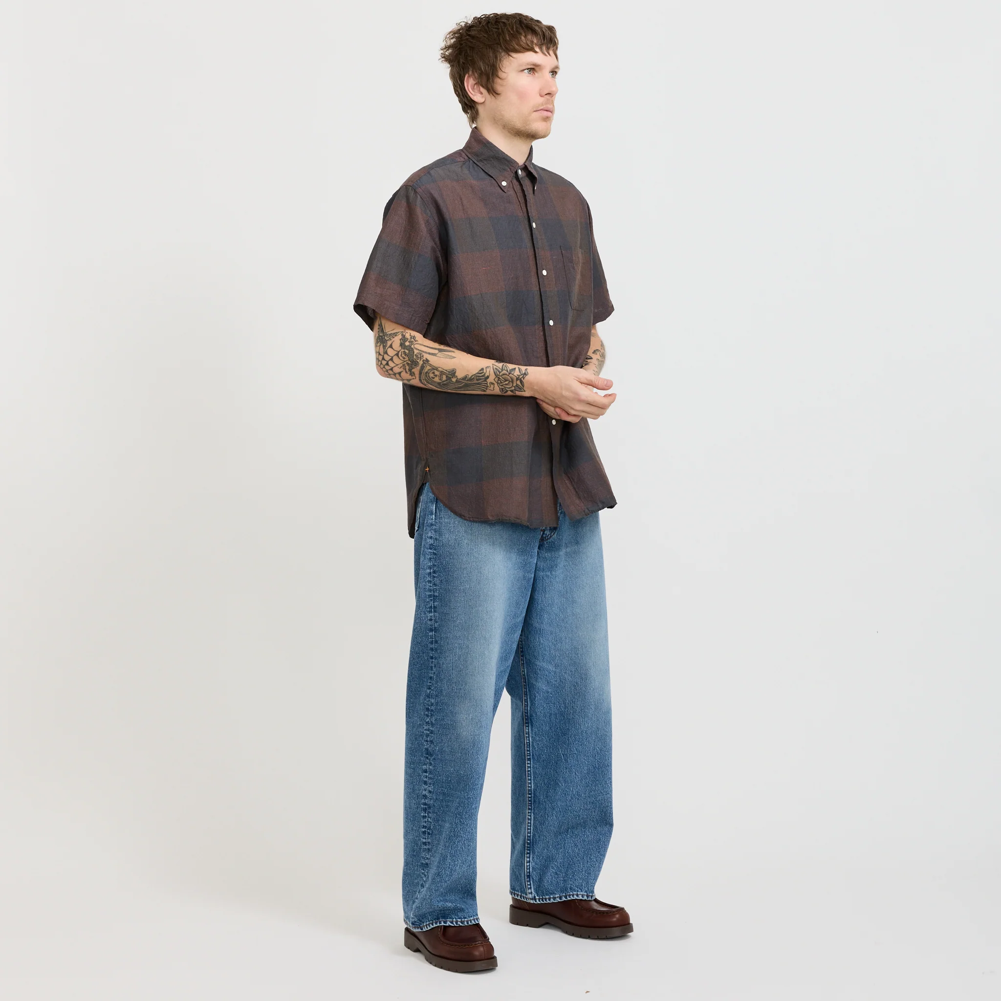 B.D. Classic Fit Cotton Linen Cord Check Navy/Pink - Image 2