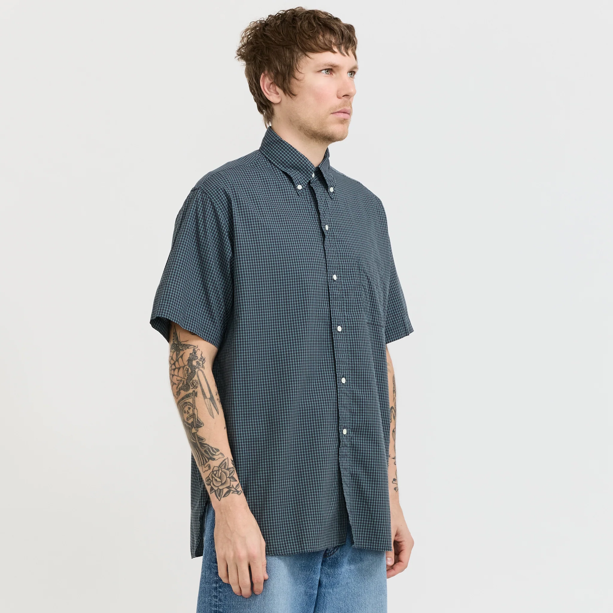B.D. Classic Fit Mini Plaid Blue - Image 3