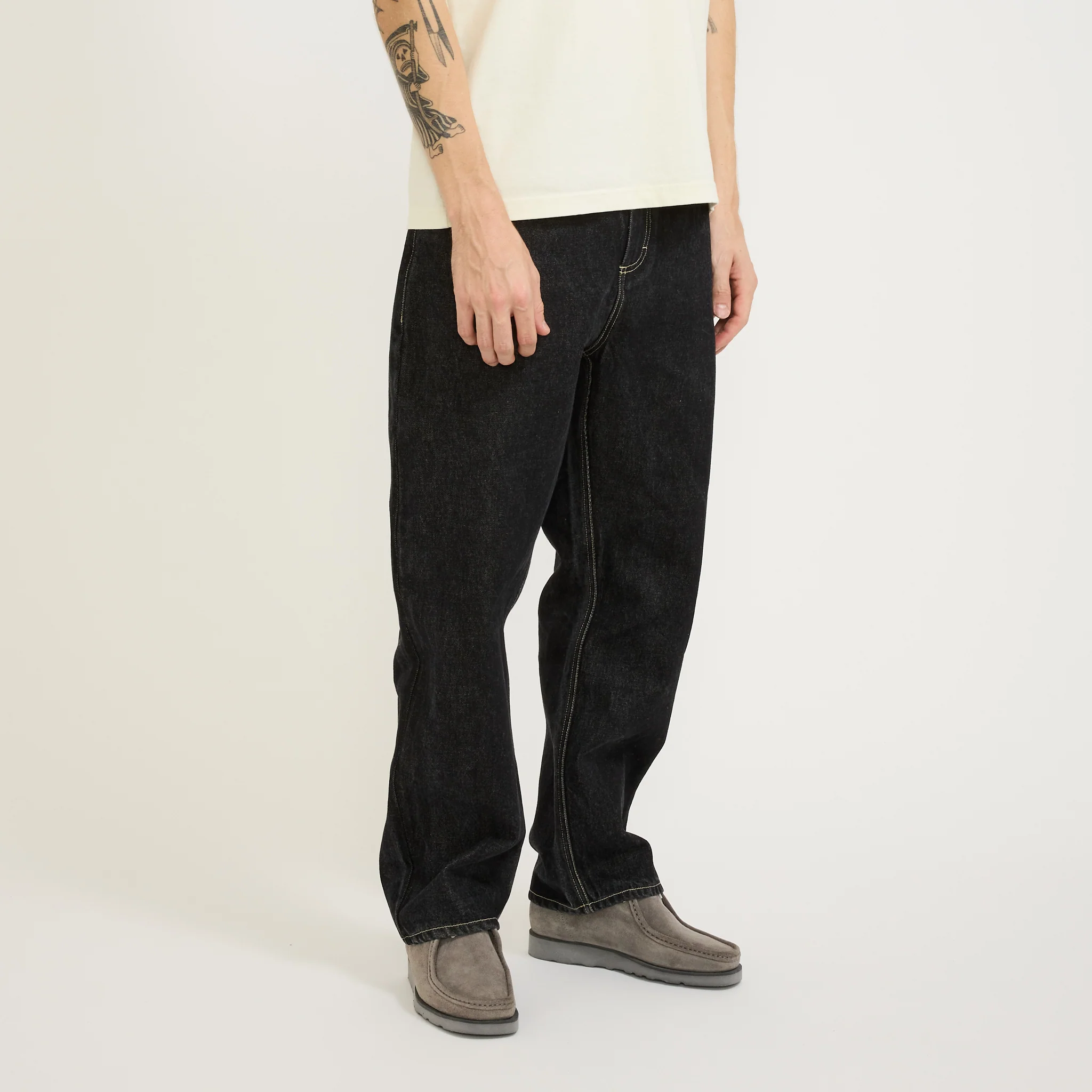 Barrel Leg Jean Black Washed Denim - Image 3