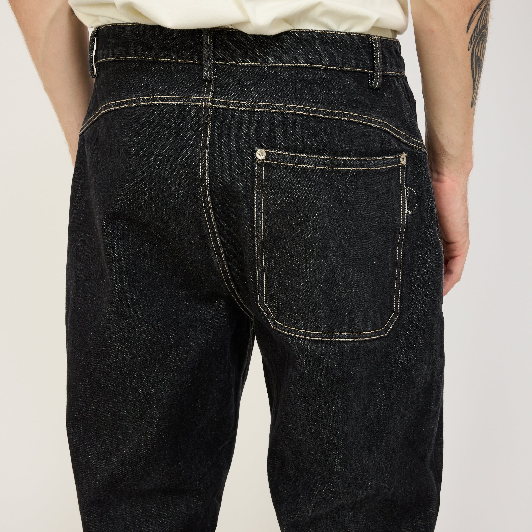 Barrel Leg Jean Black Washed Denim - Image 6
