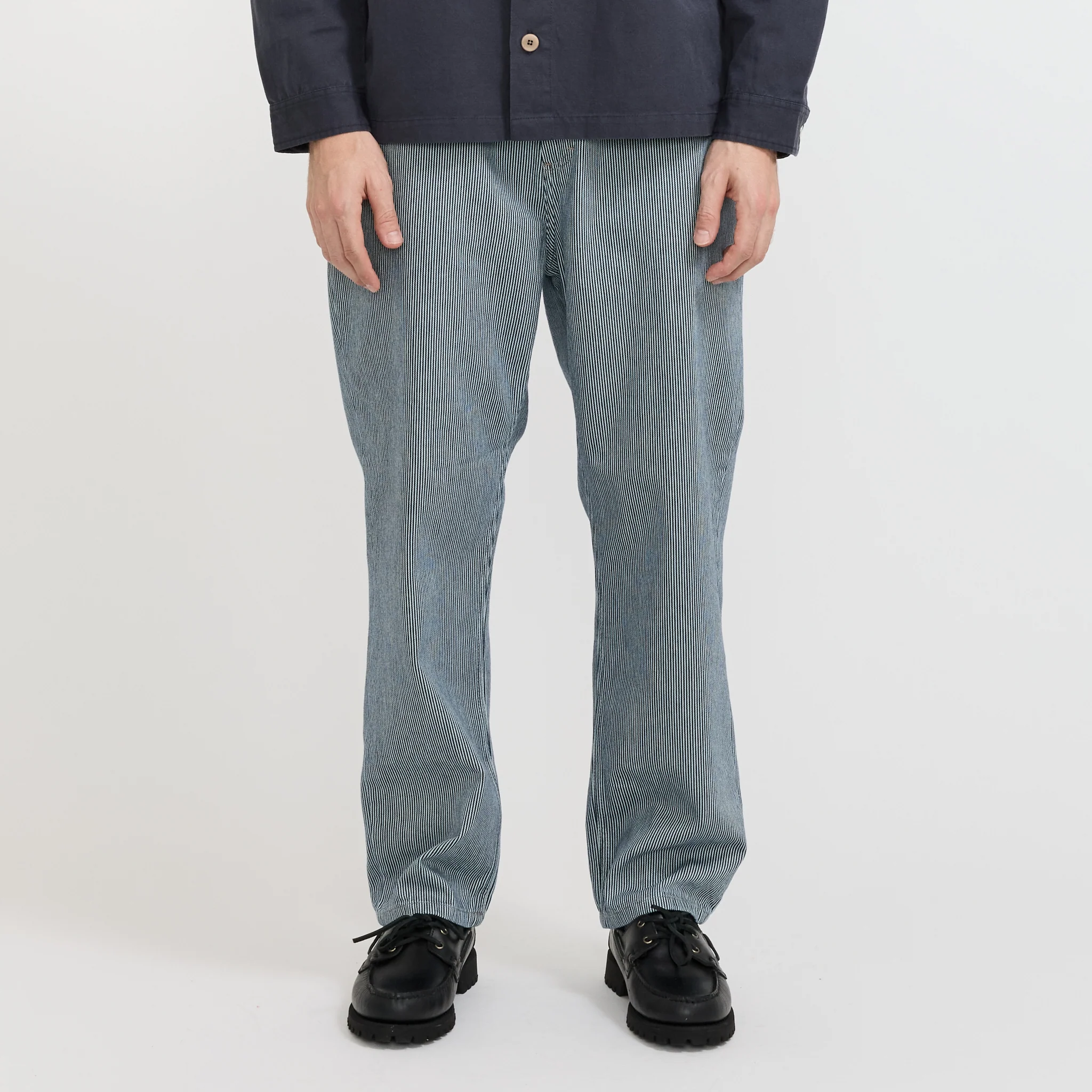 Barrel Leg Jean Indigo Ticking Stripe