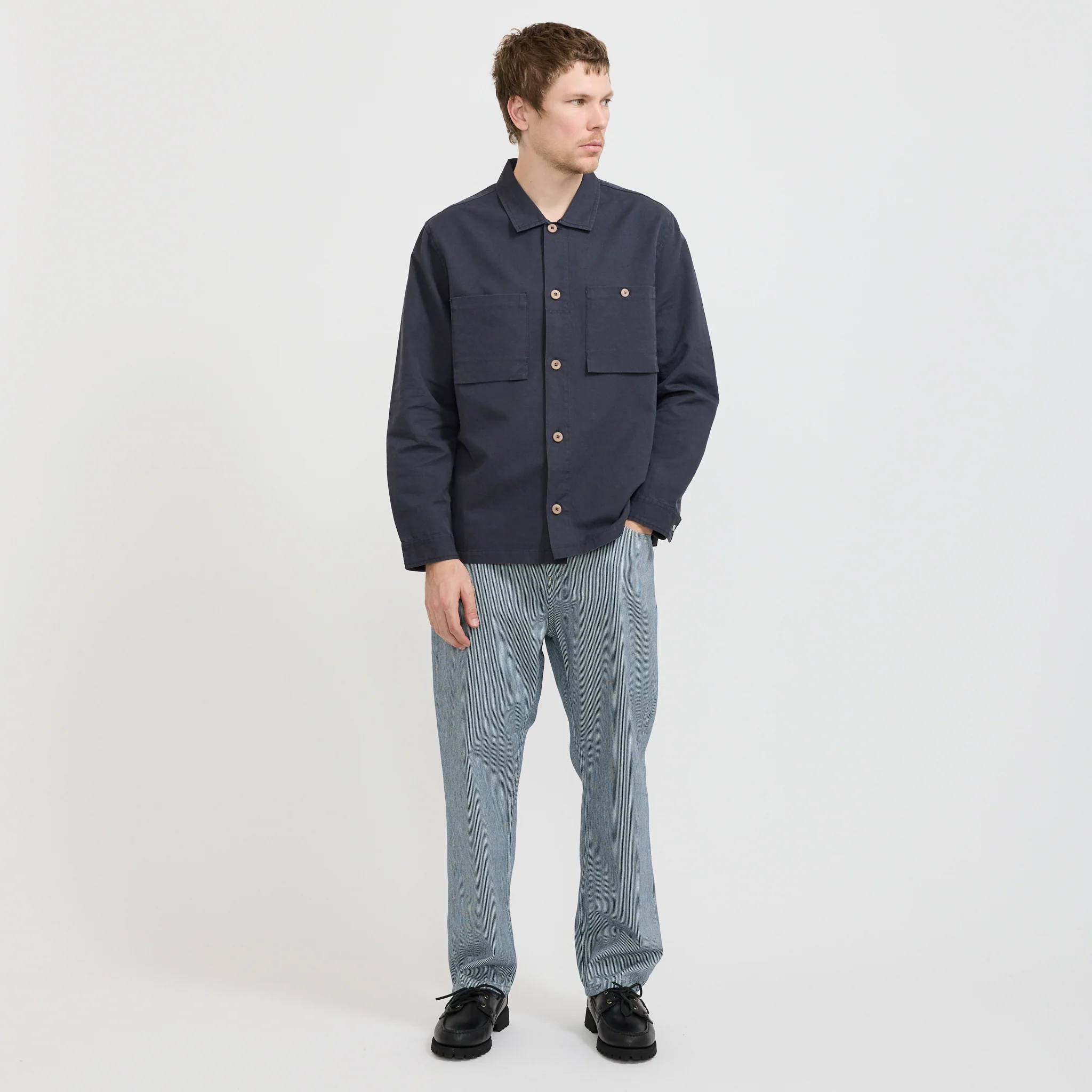 Barrel Leg Jean Indigo Ticking Stripe - Image 2