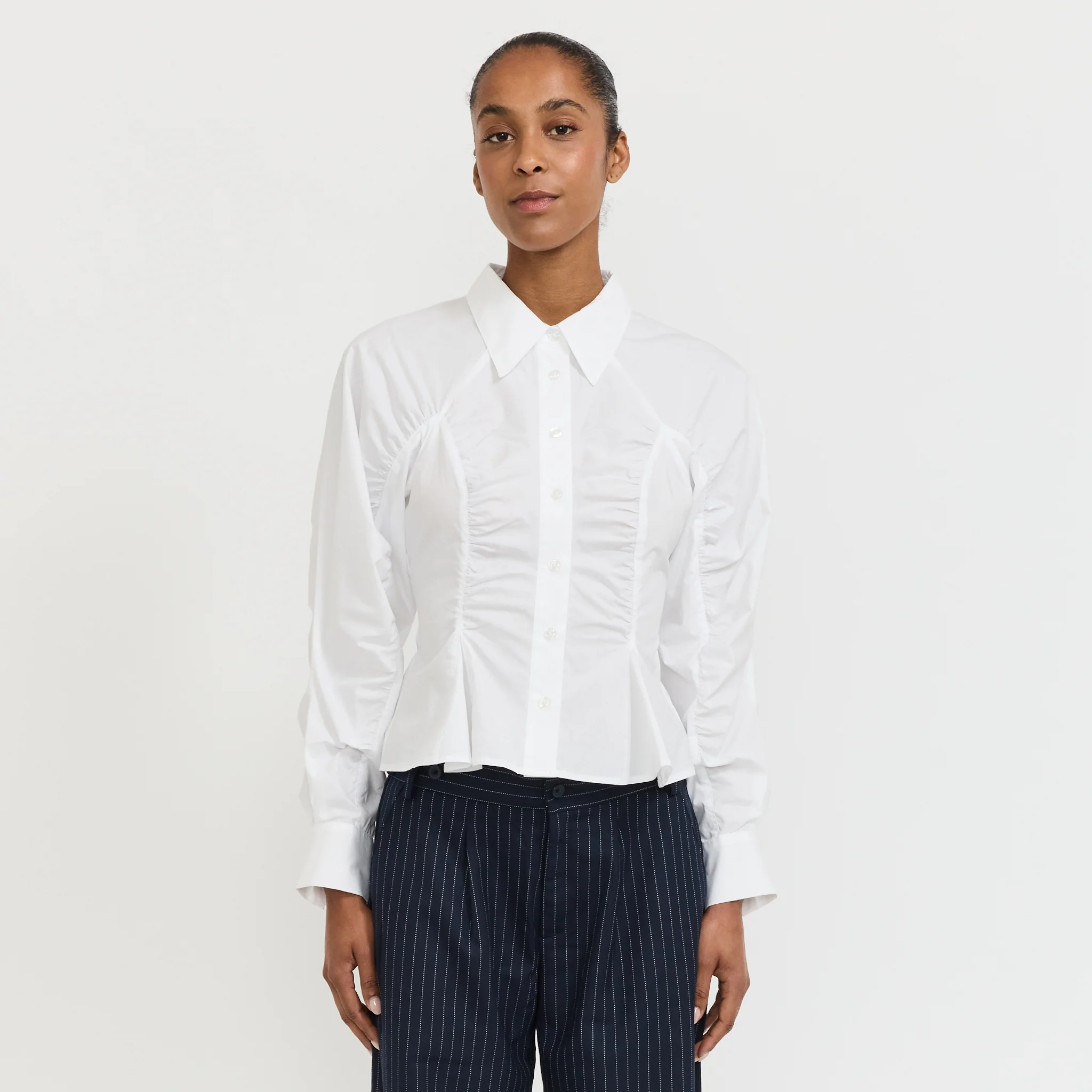 Belleville Ruched Shirt White
