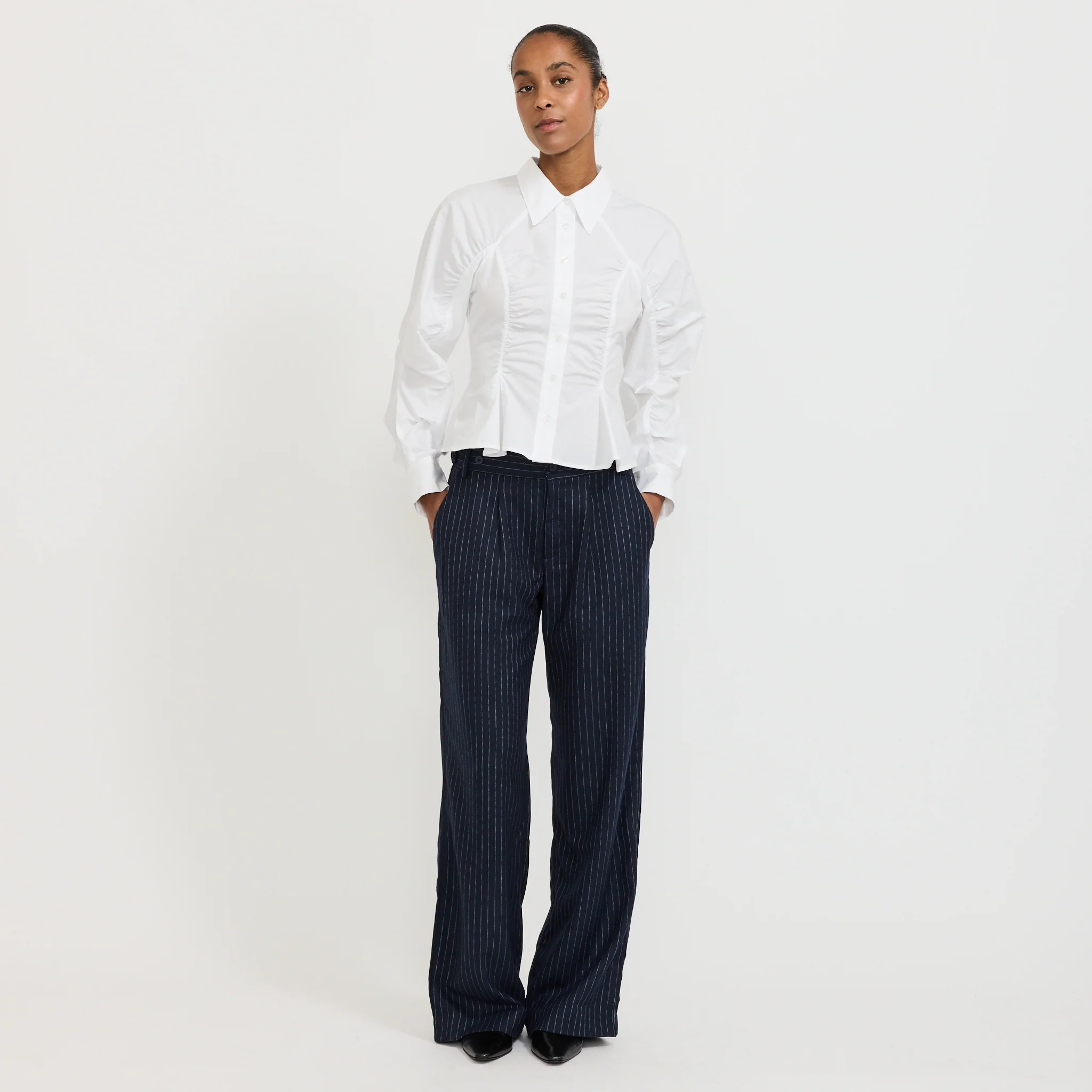 Belleville Ruched Shirt White - Image 2
