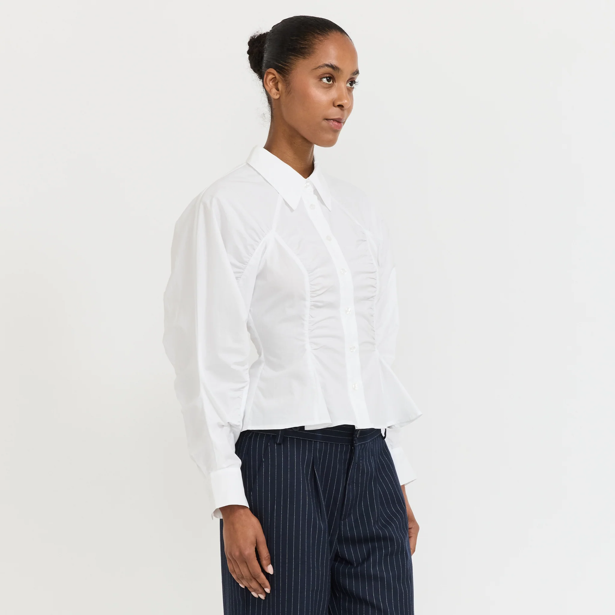 Belleville Ruched Shirt White - Image 3