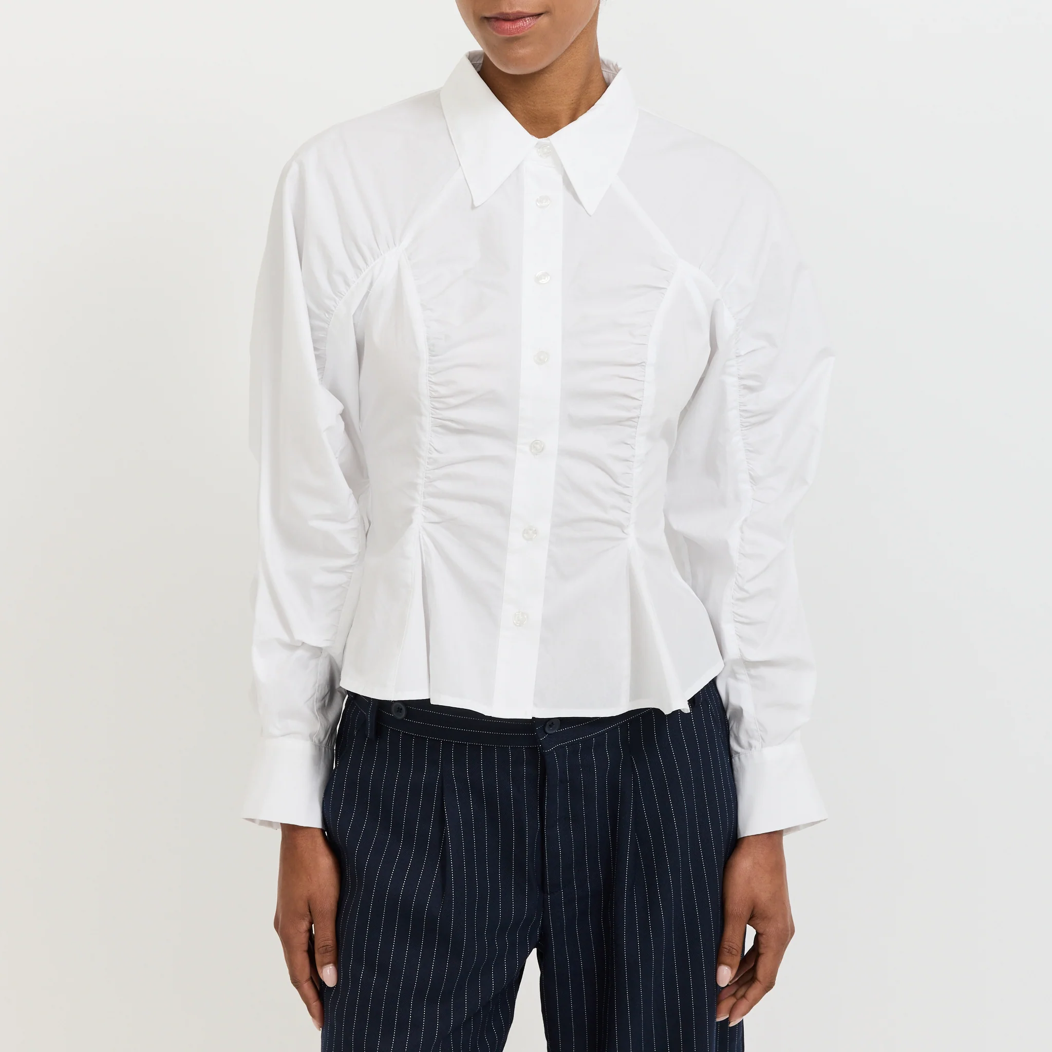 Belleville Ruched Shirt White - Image 5