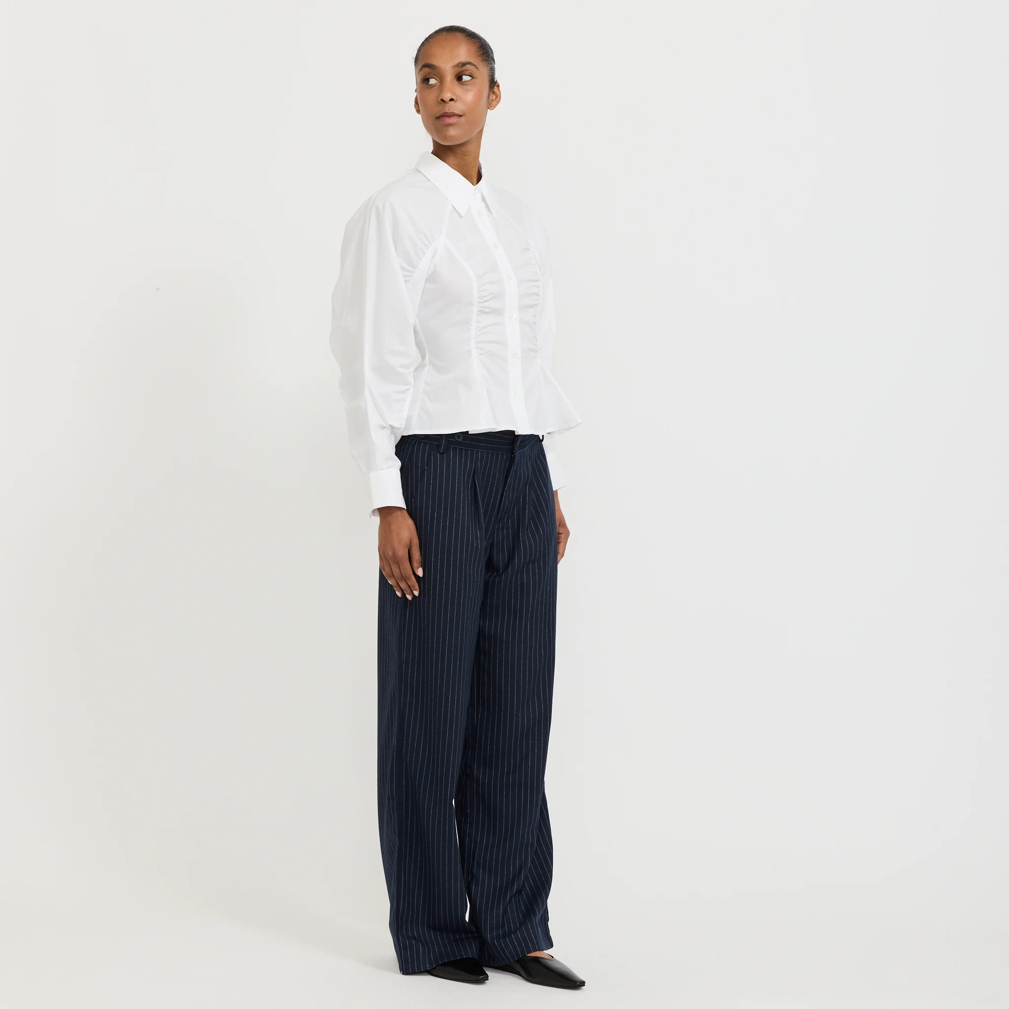 Belleville Ruched Shirt White - Image 6