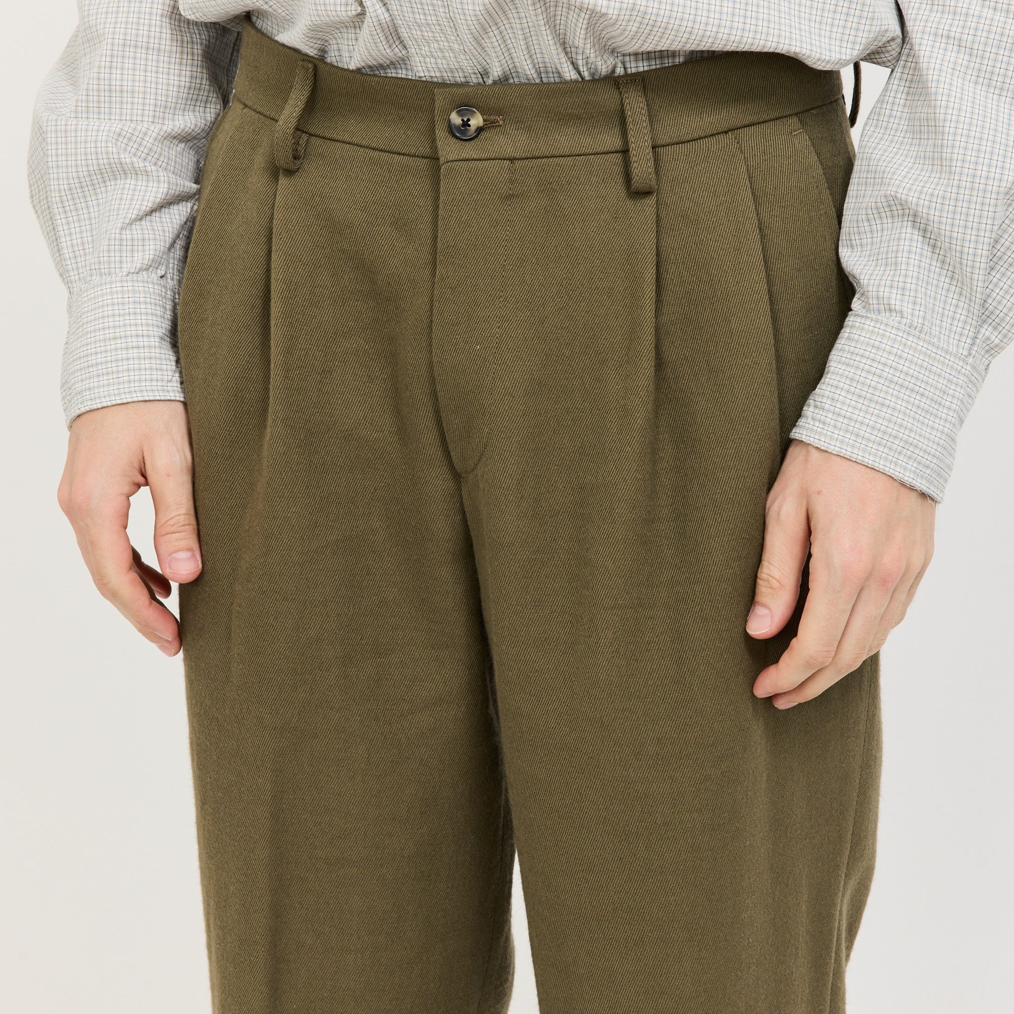 Benn Relaxed Cavalry Cotton Wool Pleated Trouser - Image 5