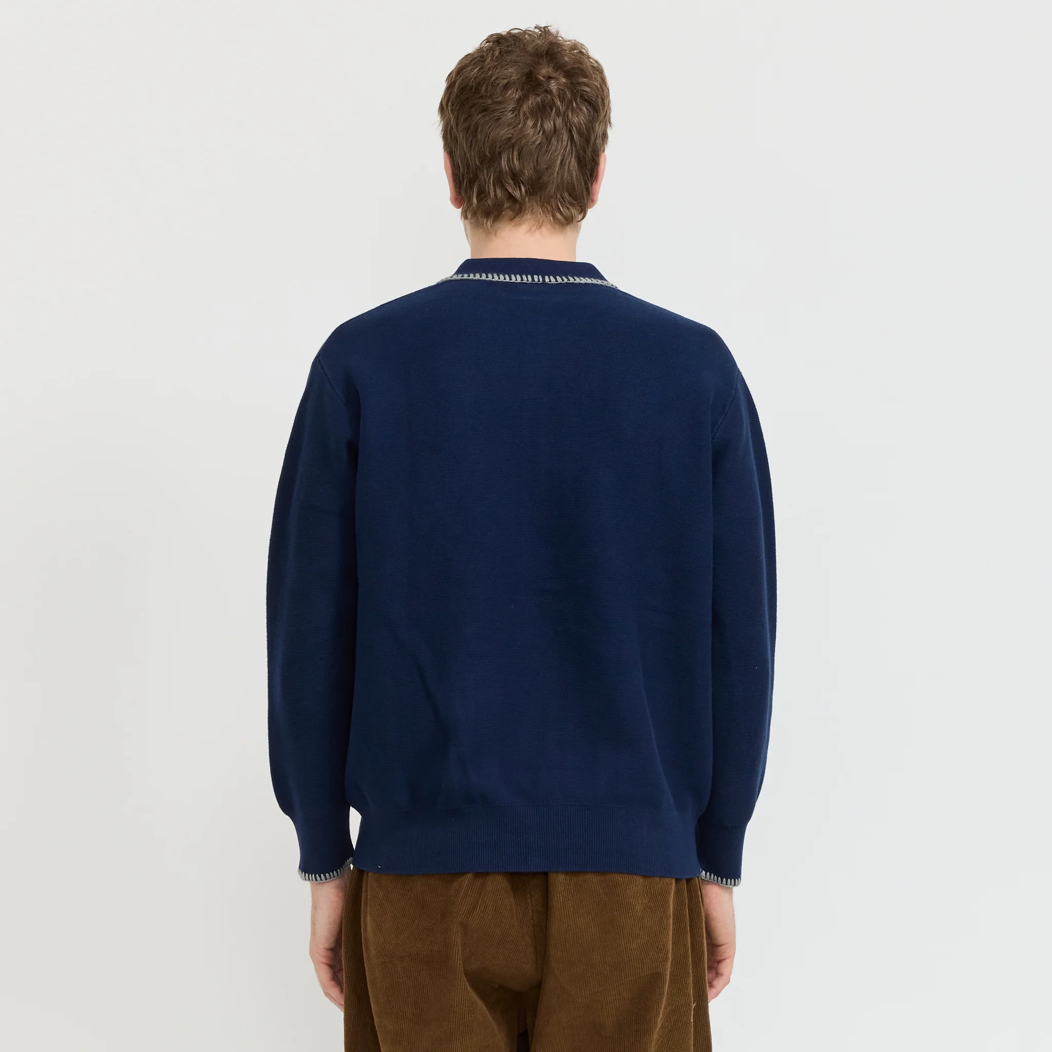 Blanket Stitch Cardigan Navy - Image 4
