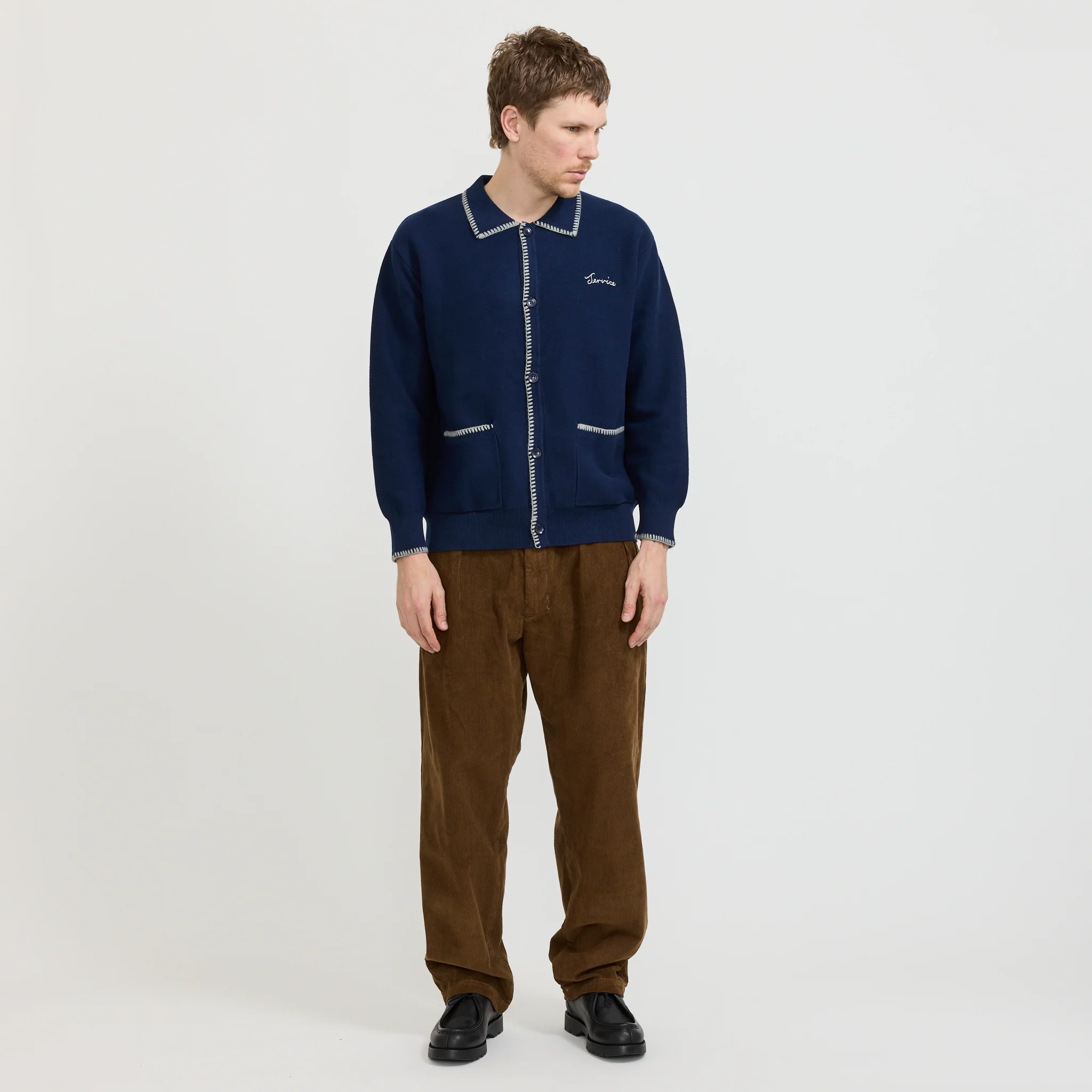 Blanket Stitch Cardigan Navy - Image 6