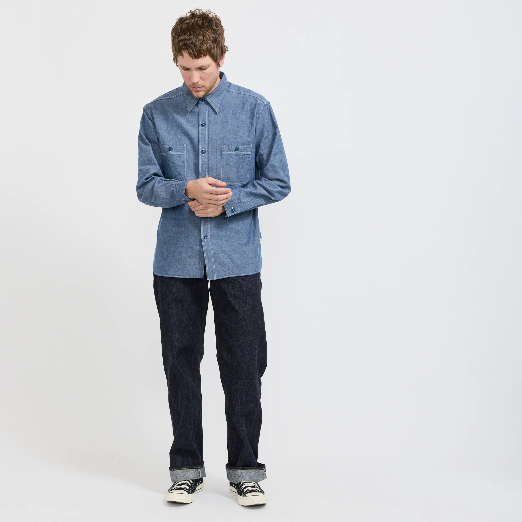 Buzz Ricksons Blue Chambray Work Shirt - Image 3