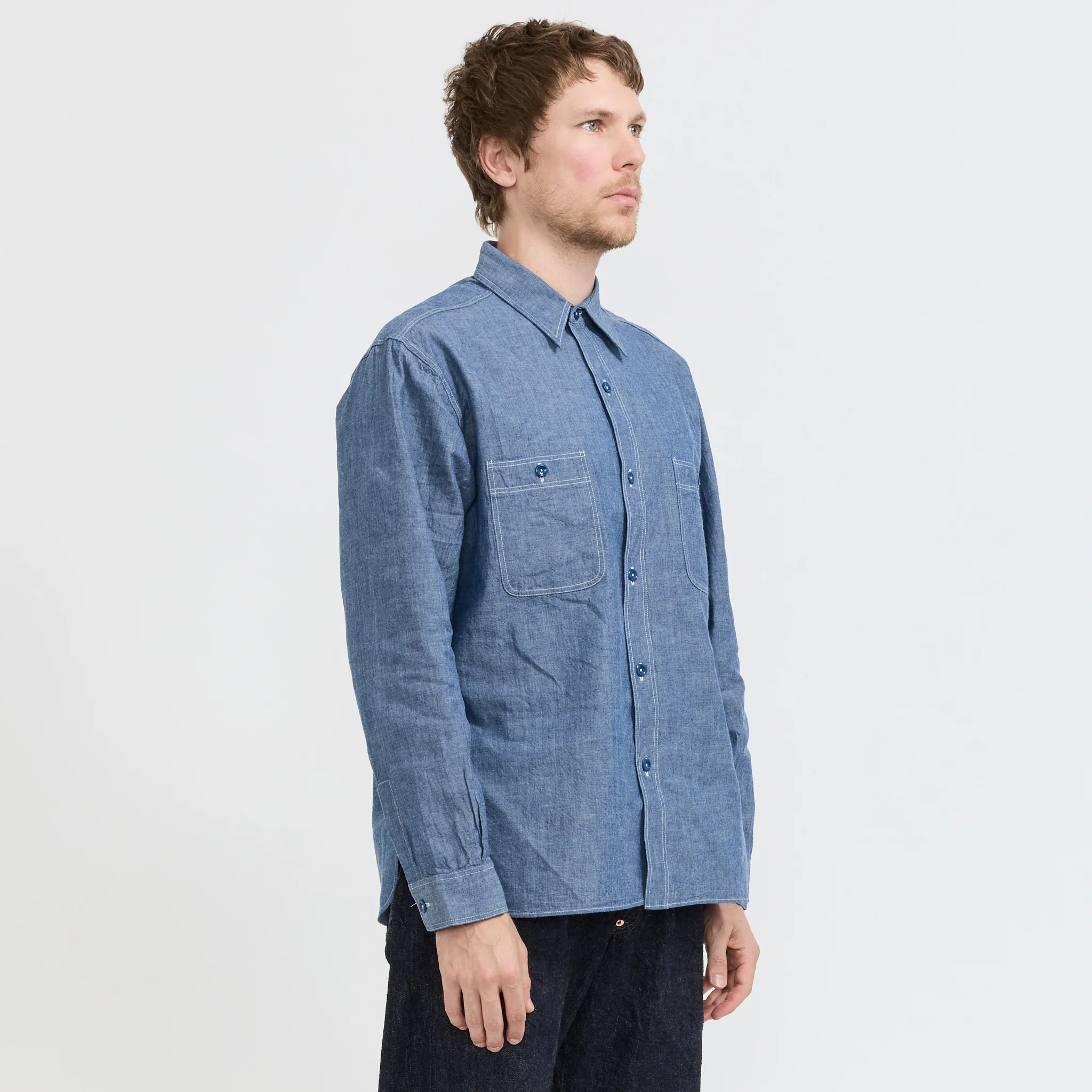 Buzz Ricksons Blue Chambray Work Shirt - Image 4