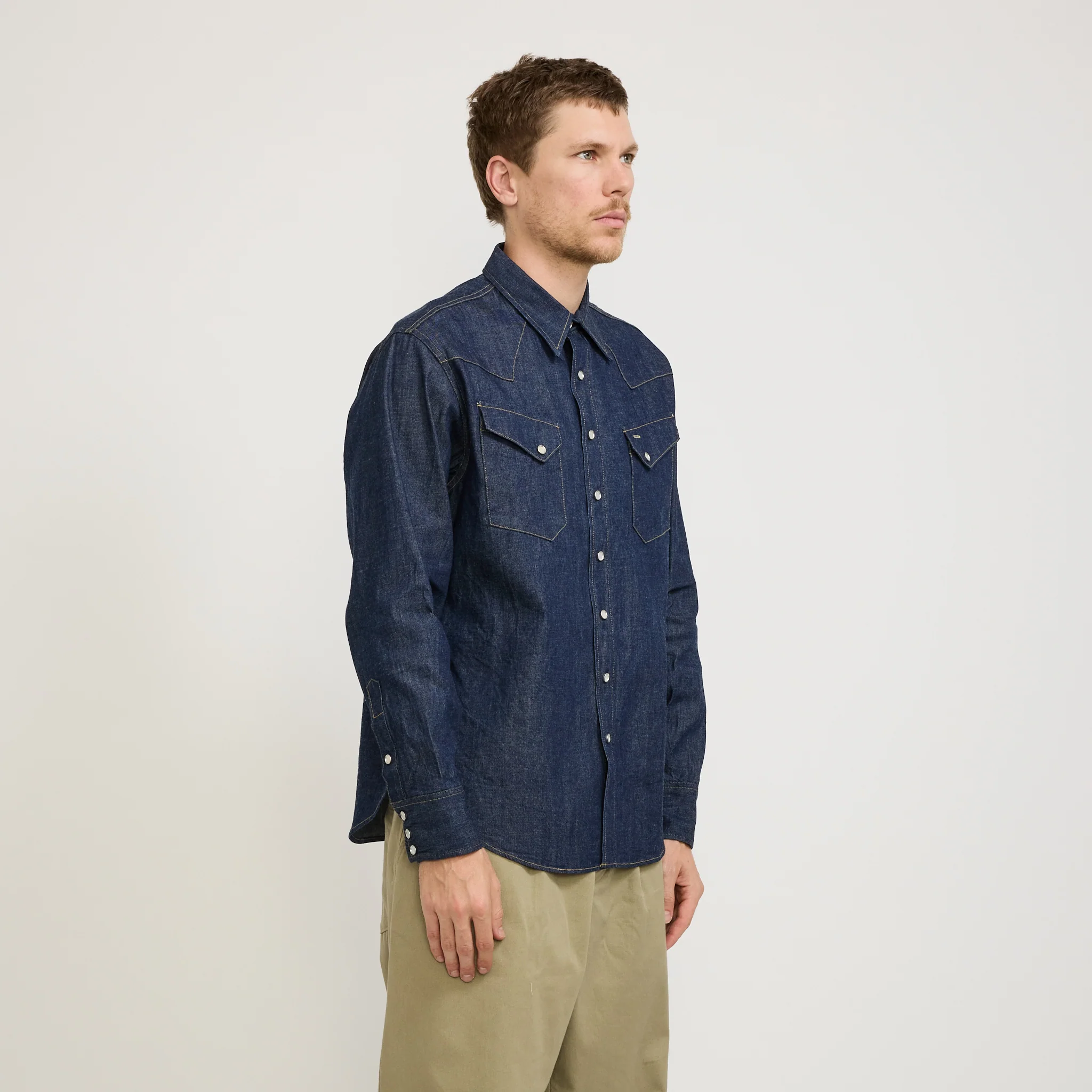 Blue Denim Western Shirt - Image 3