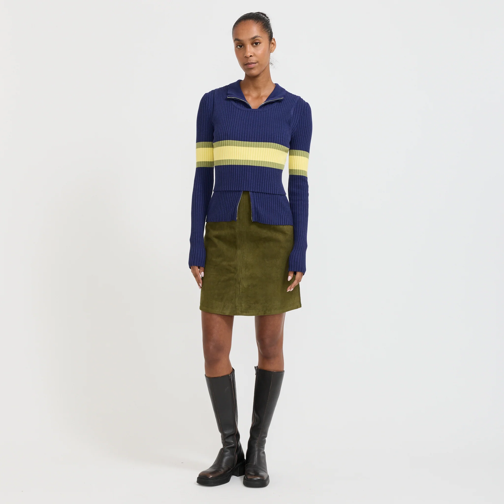 Bonnie Suede Midi Skirt Dark Sage - Image 2