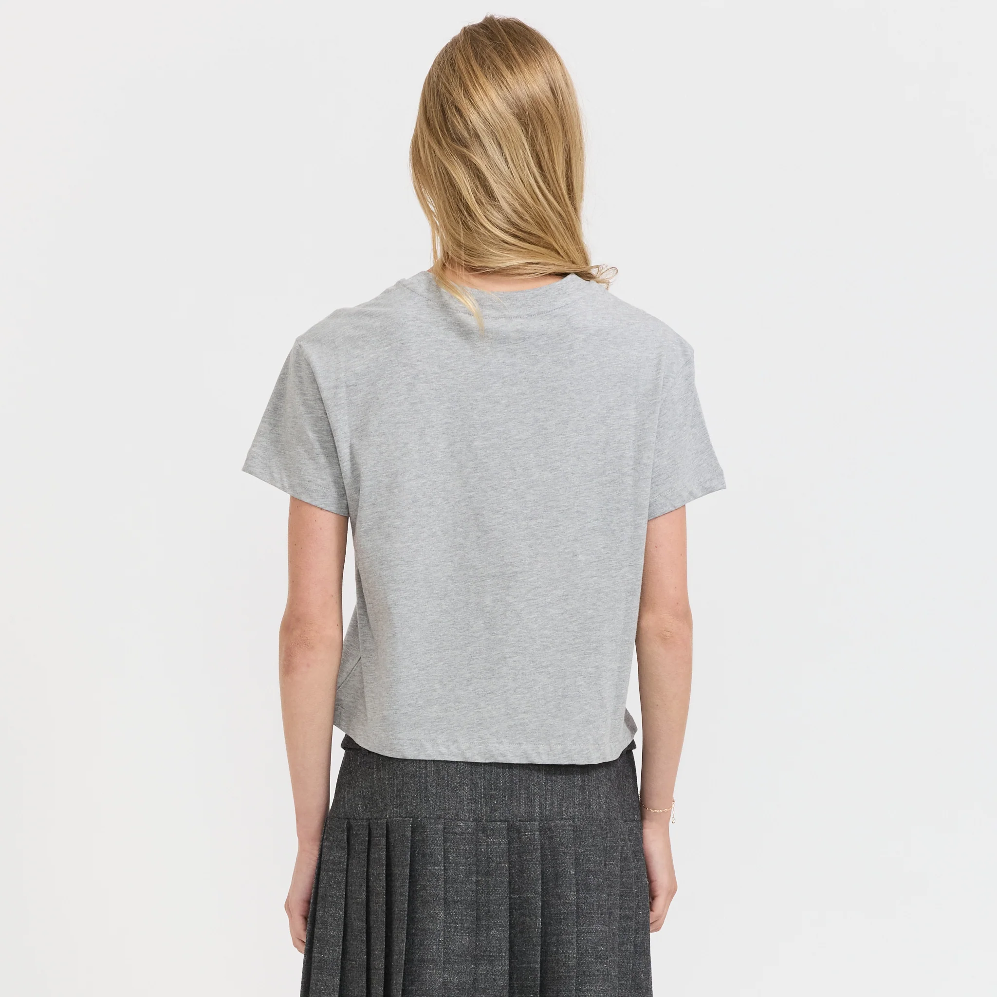Boxy Rue Madame T-Shirt Heather Grey/Water Green - Image 4