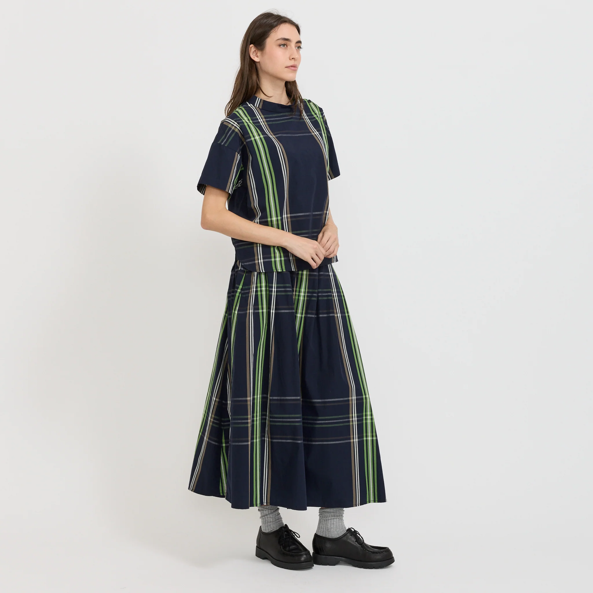 BOY Big Tartan Short Sleeve Navy - Image 2