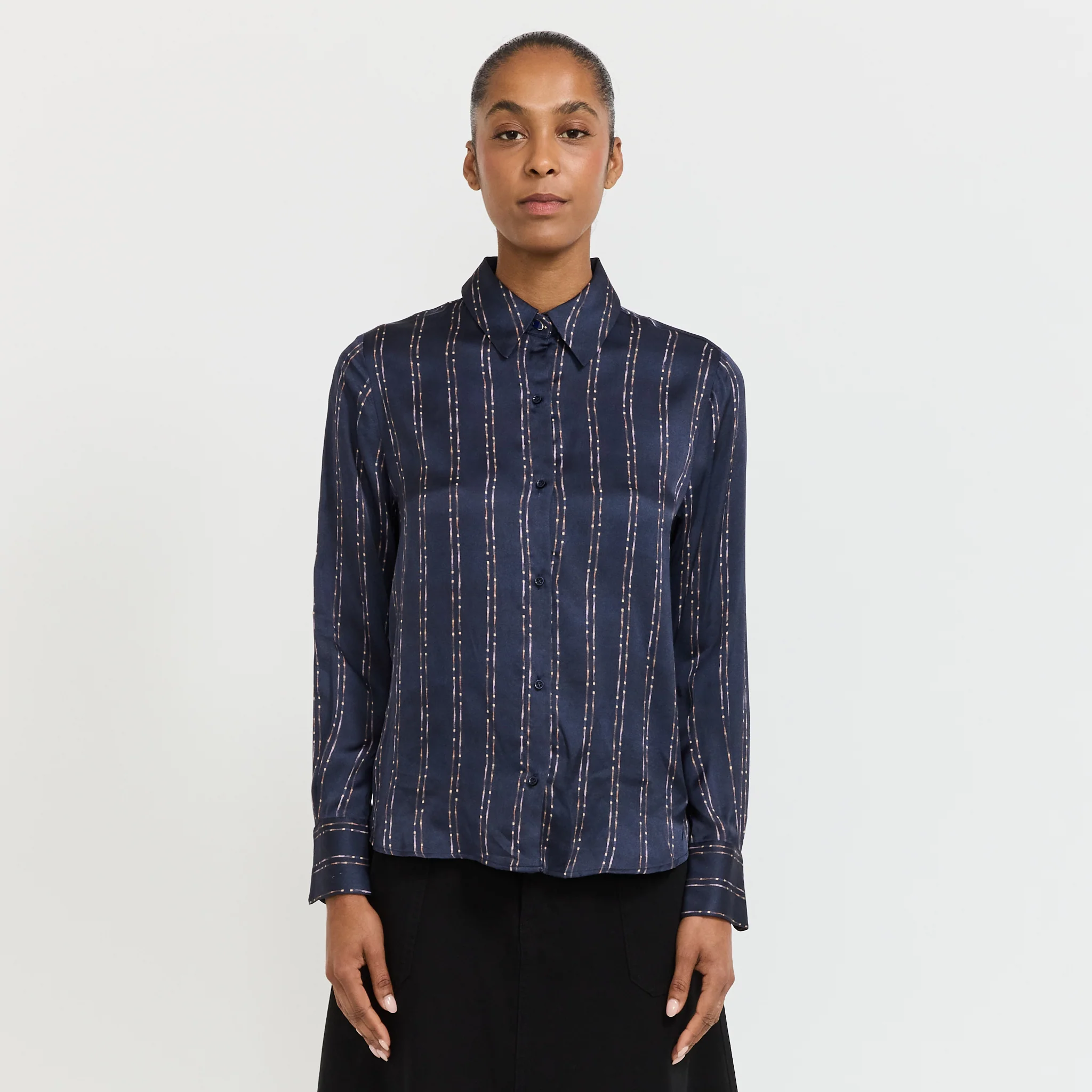 Britjet Printed Shirt Navy/Plum Ikat - Image 5