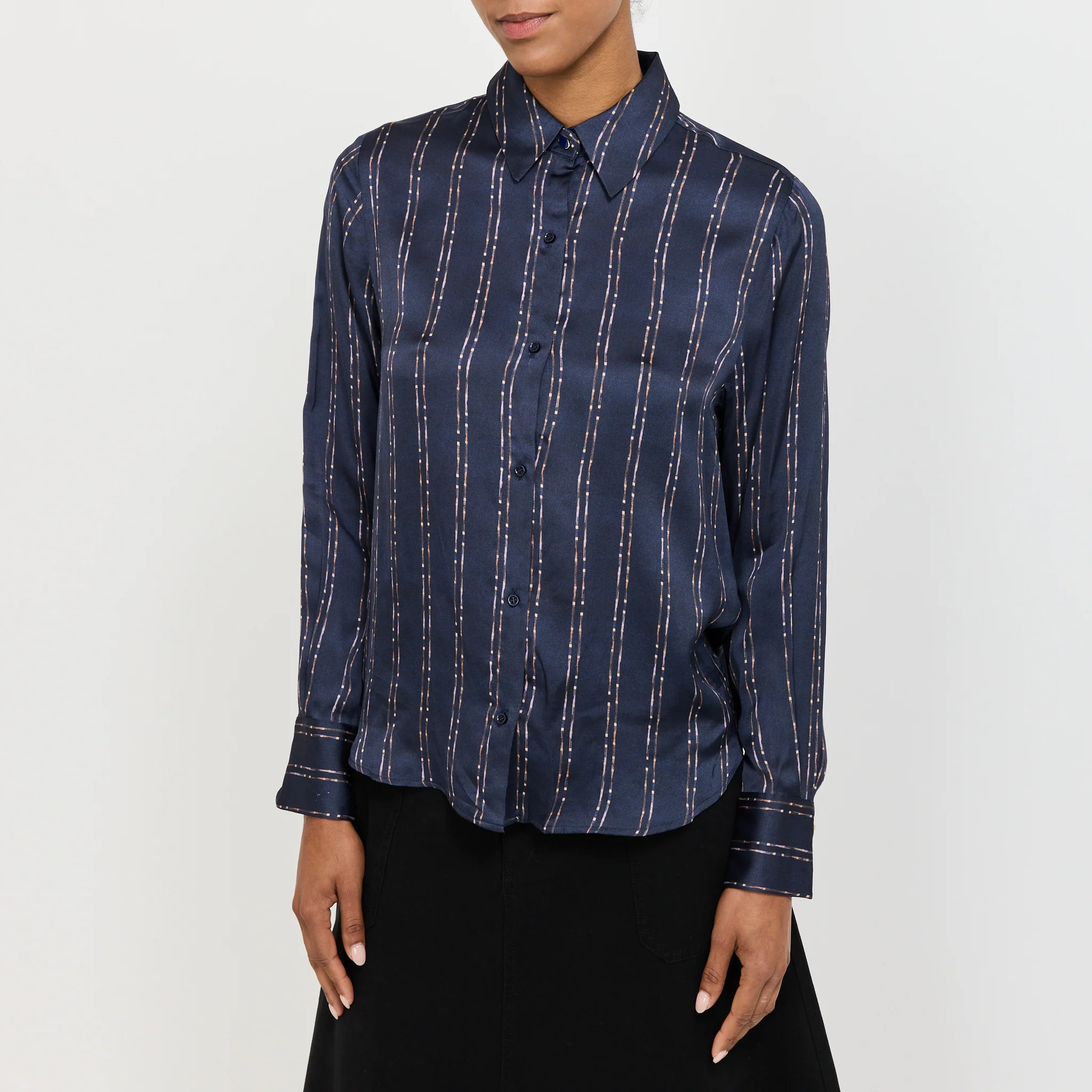 Britjet Printed Shirt Navy/Plum Ikat - Image 6