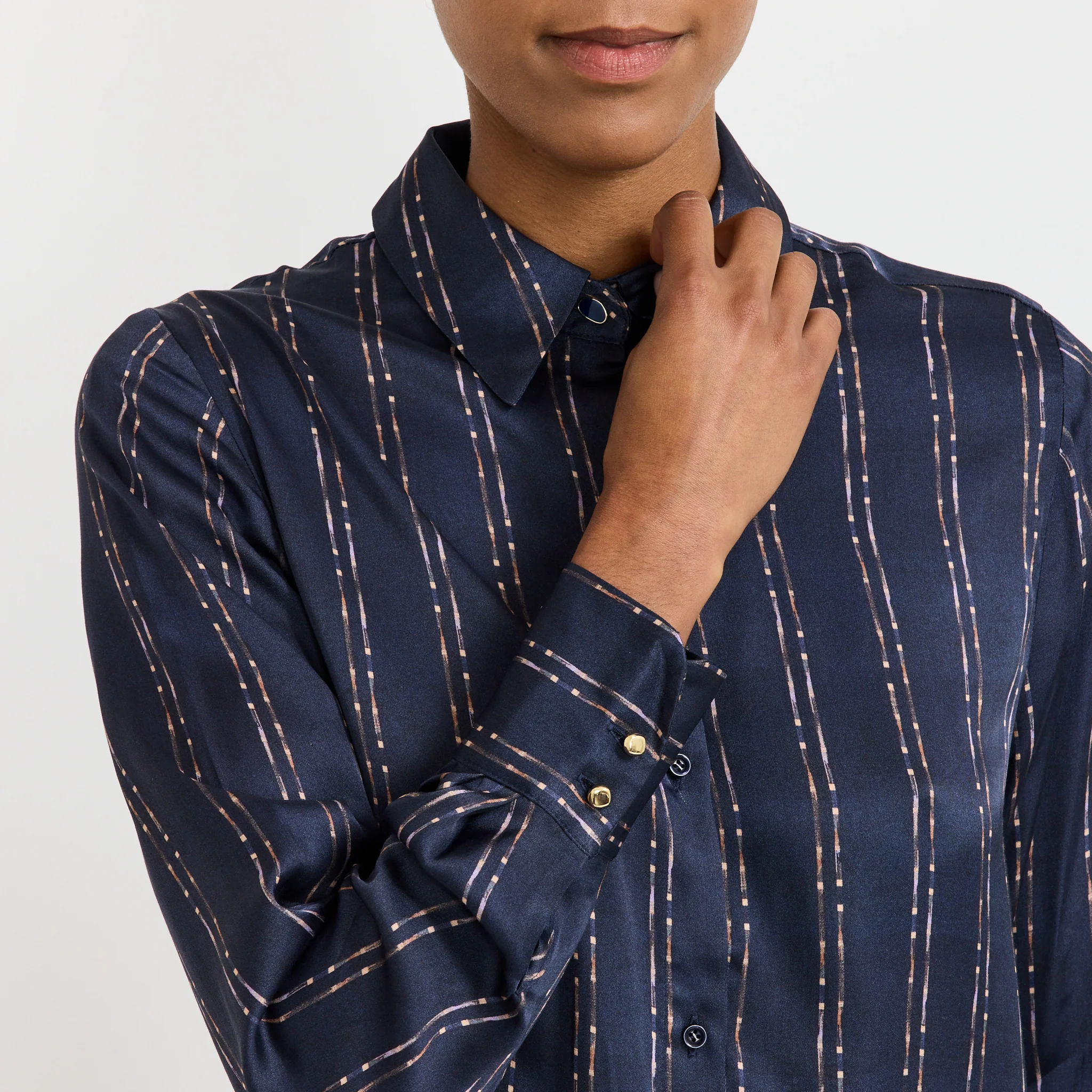 Britjet Printed Shirt Navy/Plum Ikat - Image 7