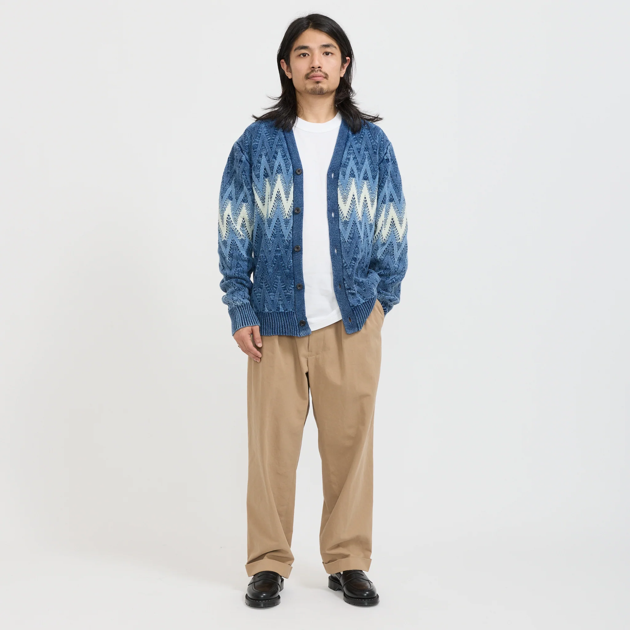 Cardigan Jacquard Indigo Yarn Indigo - Image 2
