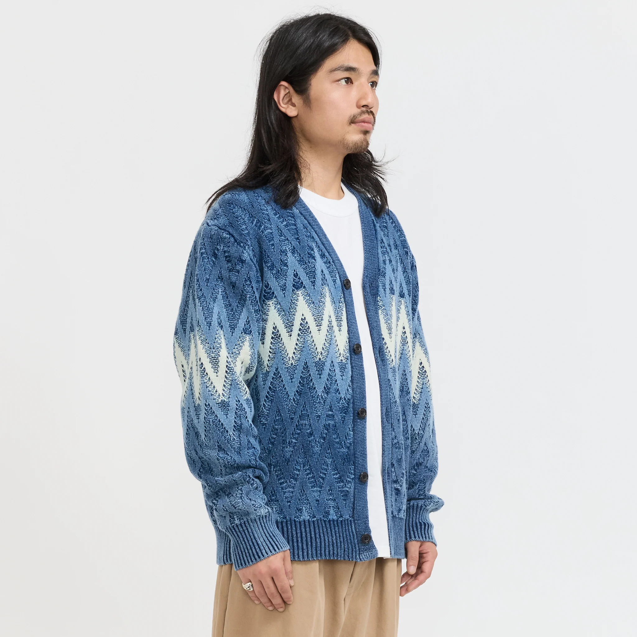 Cardigan Jacquard Indigo Yarn Indigo - Image 3