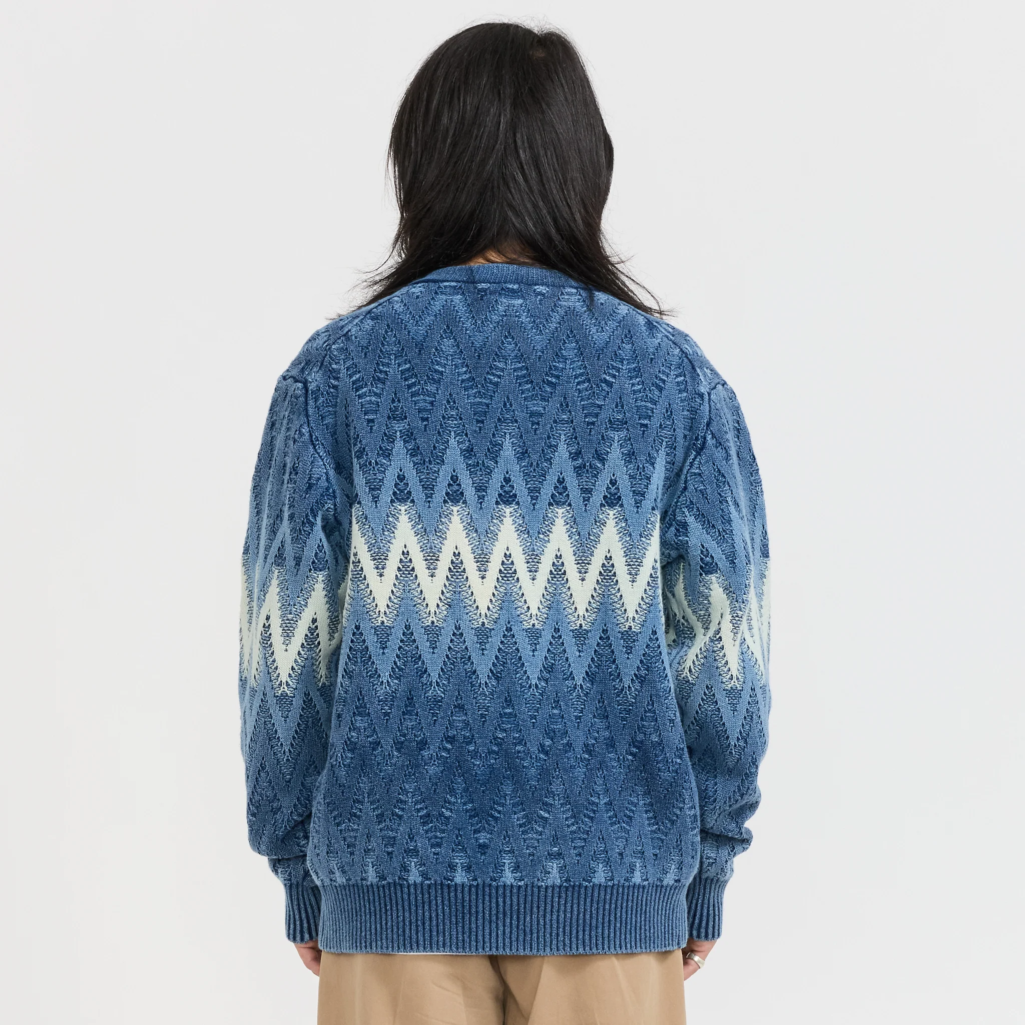 Cardigan Jacquard Indigo Yarn Indigo - Image 4