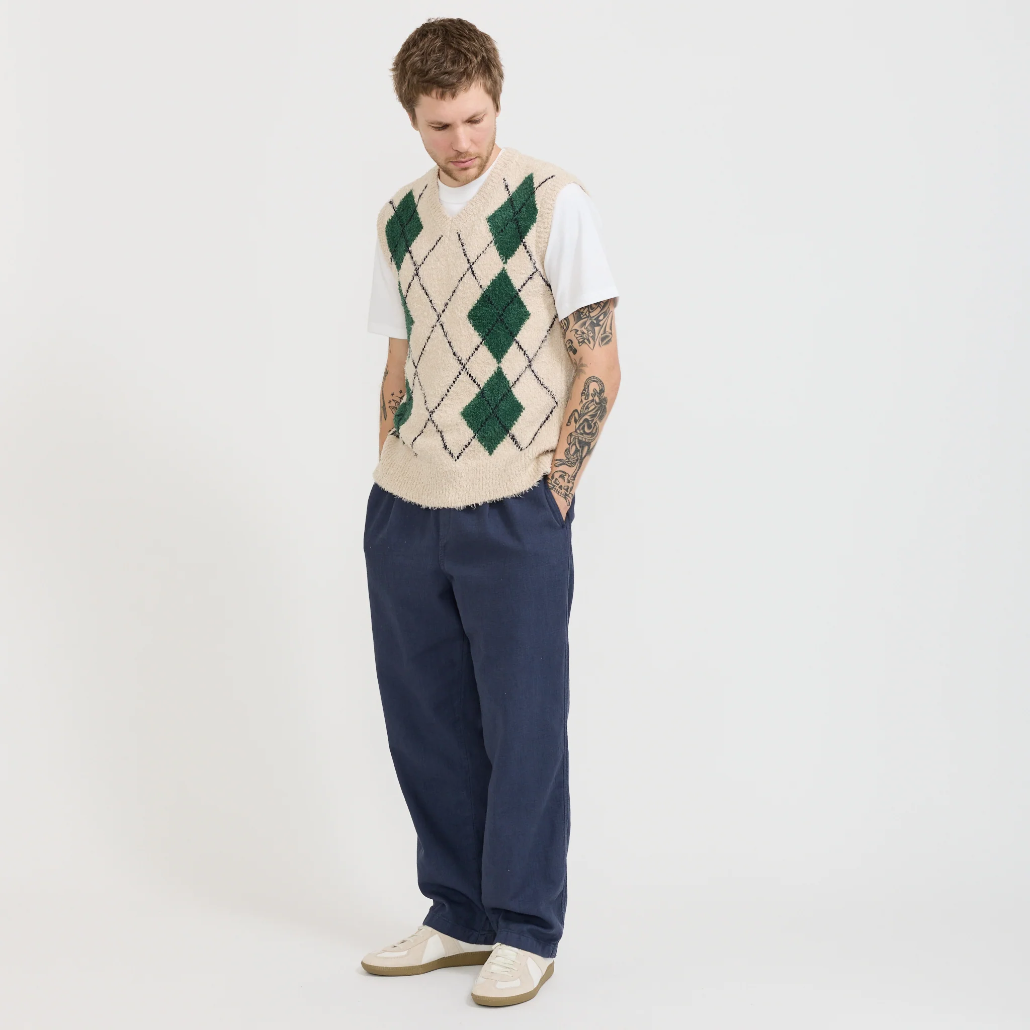Carron Argyle Vest Ecru - Image 2