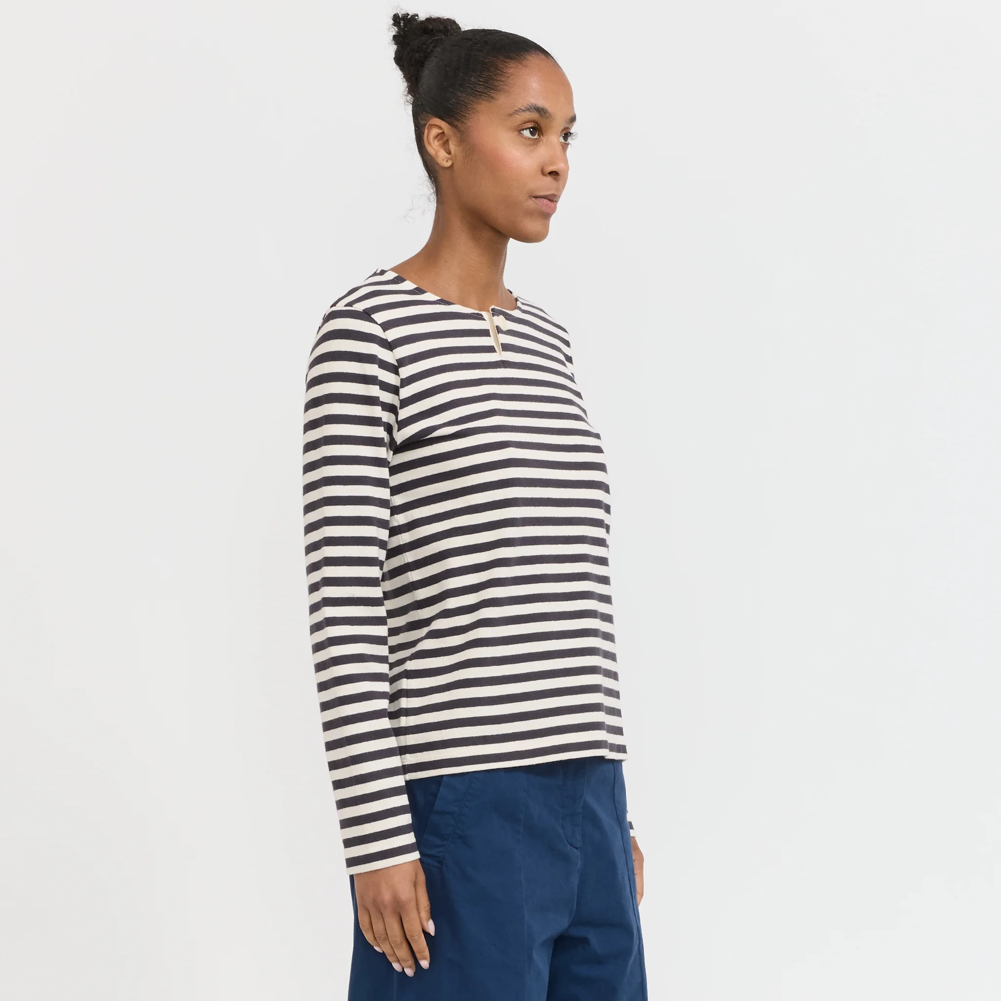 Chef Stripe Jersey Tee Slate/Vintage White - Image 2