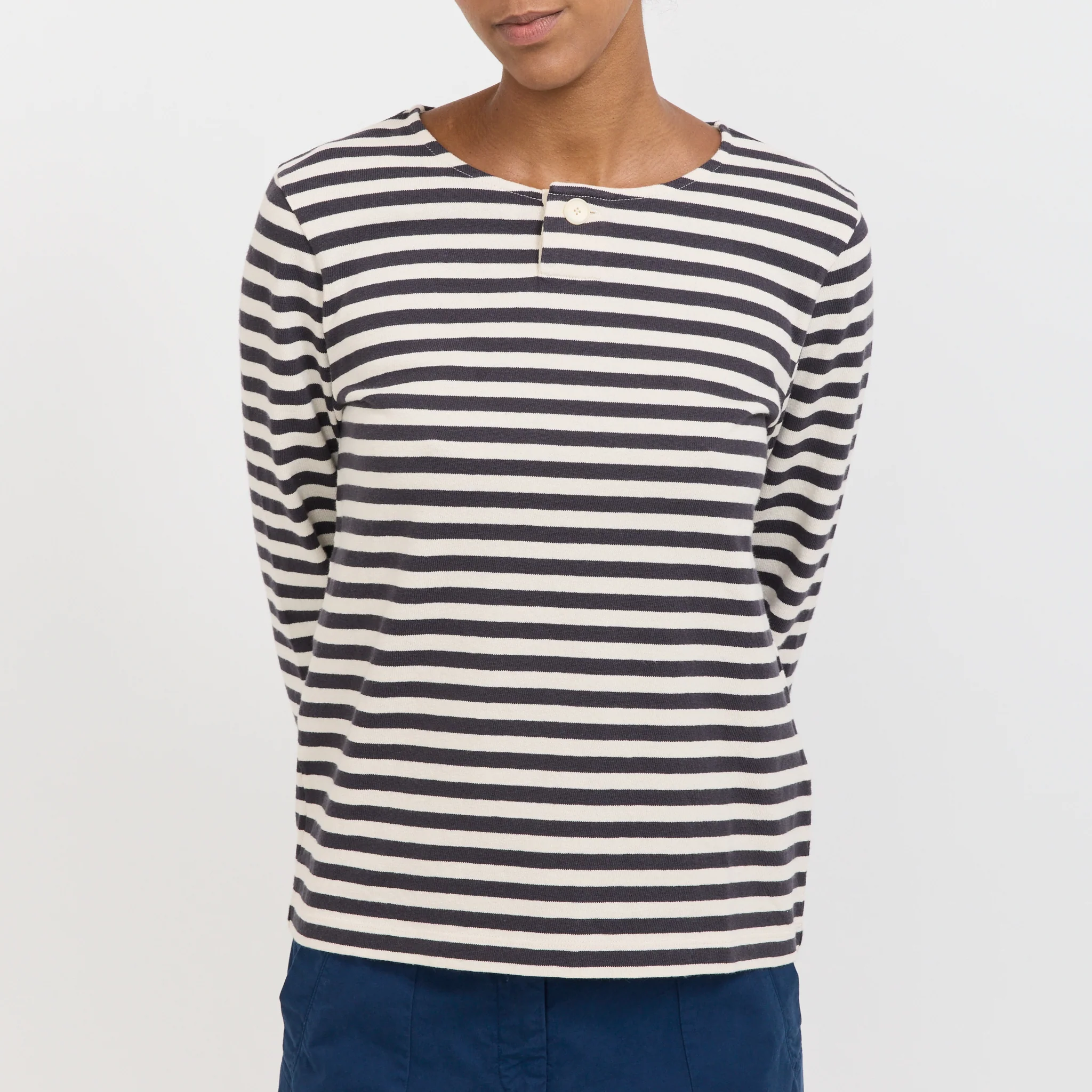 Chef Stripe Jersey Tee Slate/Vintage White - Image 4